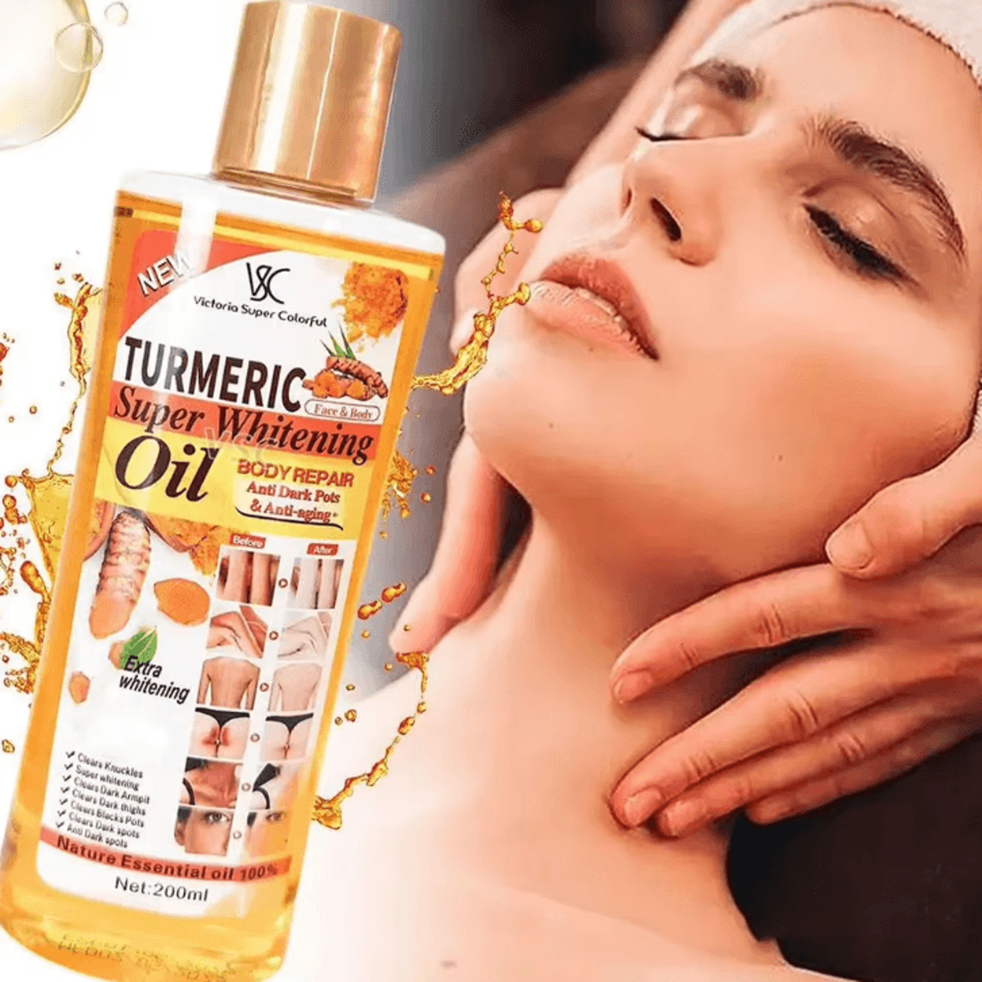 turmeric essential oil massage oil for face & body hydration, aromatherapy skin care brightening & smoothing