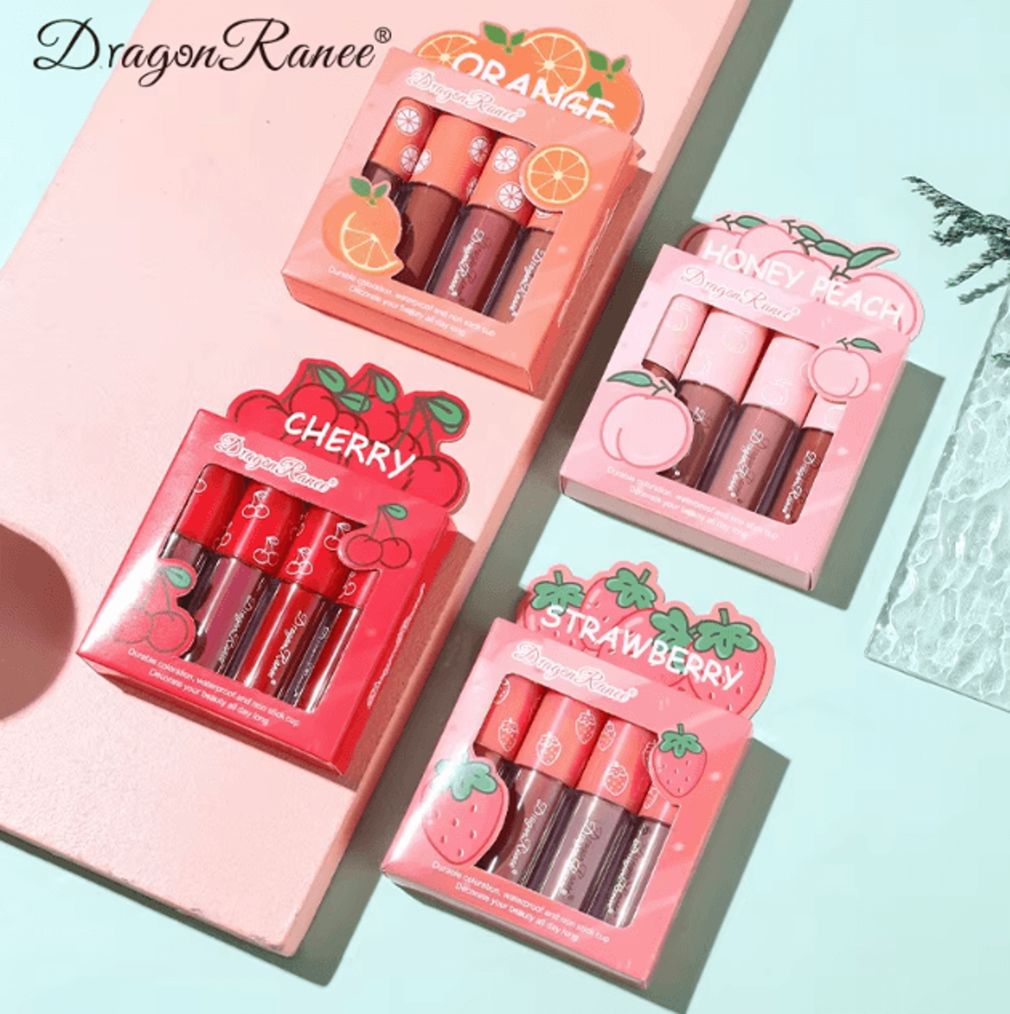 Mini Velvet Matte Lip Gloss Set  LongLasting Fruit Scented Lip Tint Collection 3pcs4pcs 3
