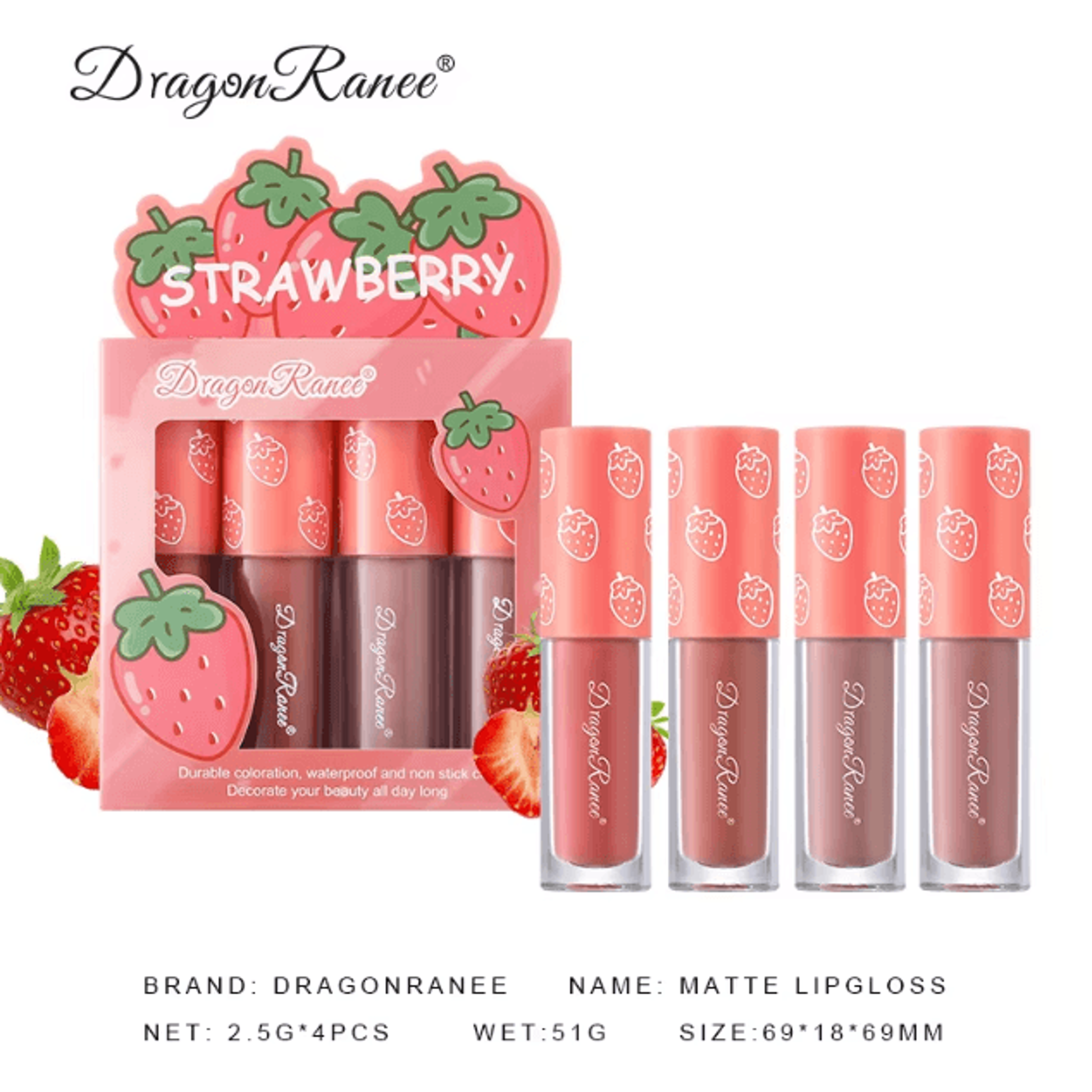 Mini Velvet Matte Lip Gloss Set  LongLasting Fruit Scented Lip Tint Collection 3pcs4pcs 4