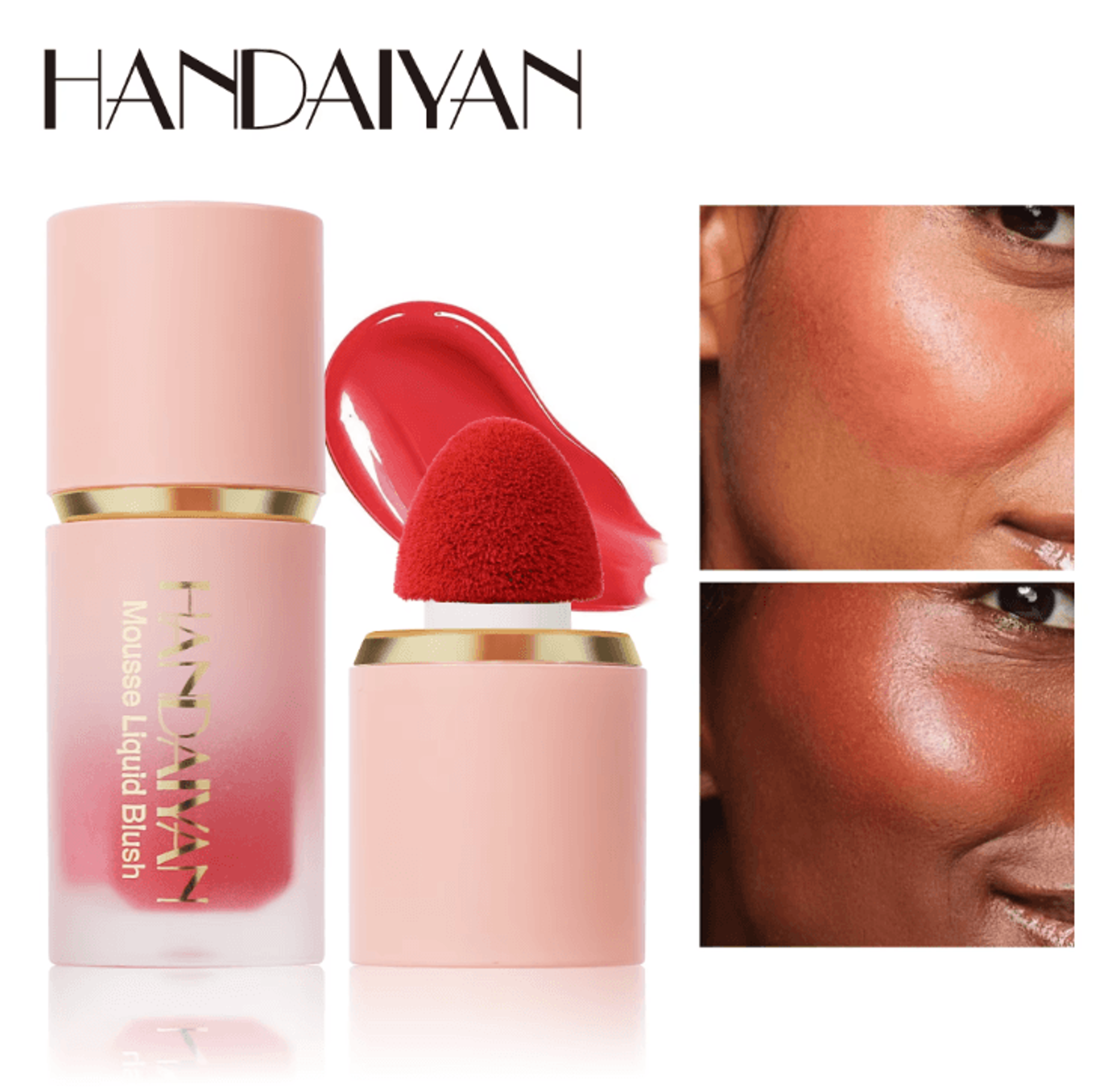 6 Color Matte Liquid Blush With Sponge Brush  LongLasting Waterproof Cheek Tint 0