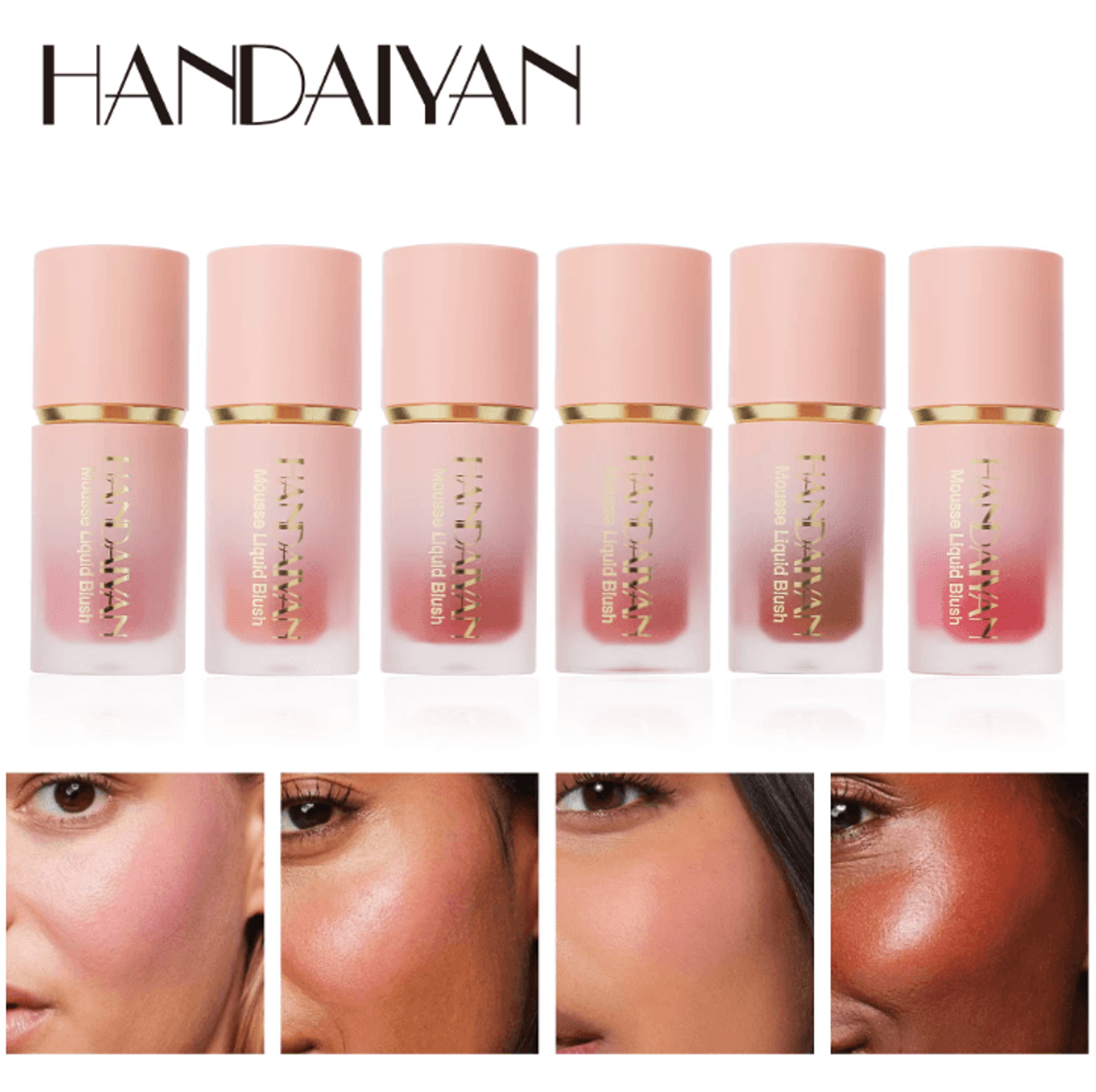 6 Color Matte Liquid Blush With Sponge Brush  LongLasting Waterproof Cheek Tint 2
