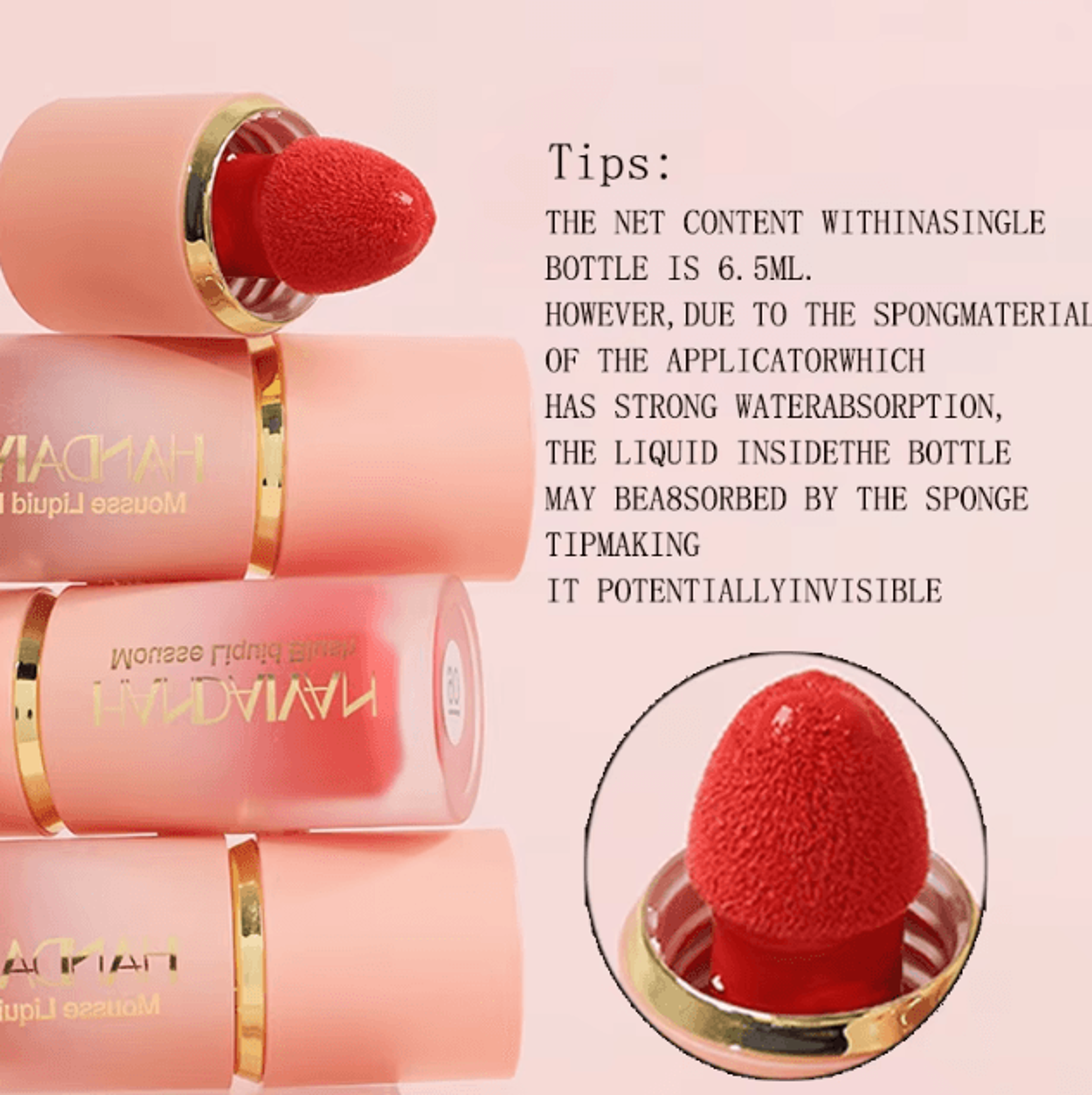 6 Color Matte Liquid Blush With Sponge Brush  LongLasting Waterproof Cheek Tint 3