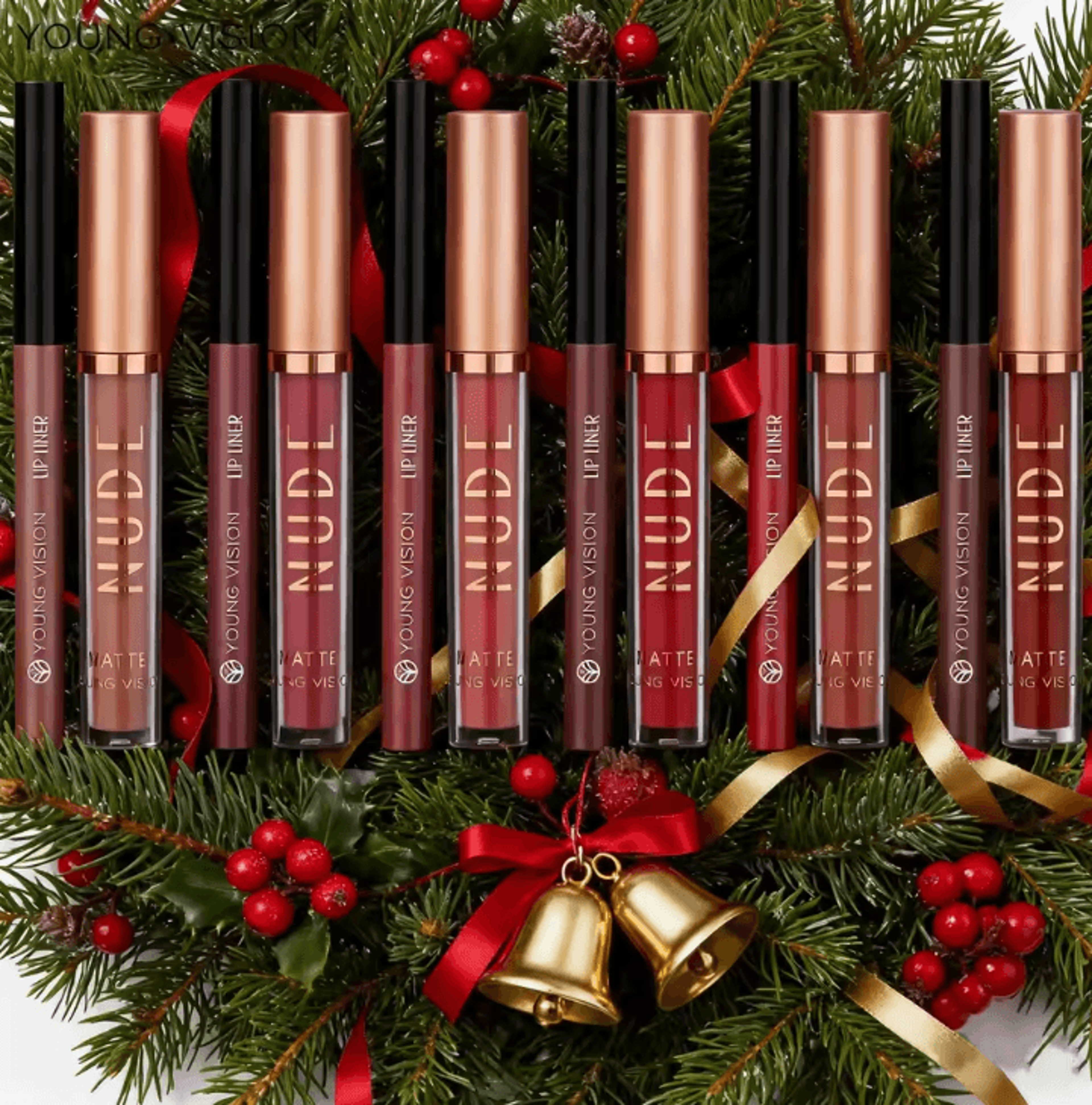 Young Vision 2Color Matte Rotatable Lip Liner Set  Waterproof LongLasting Lip Contour Pencil 3