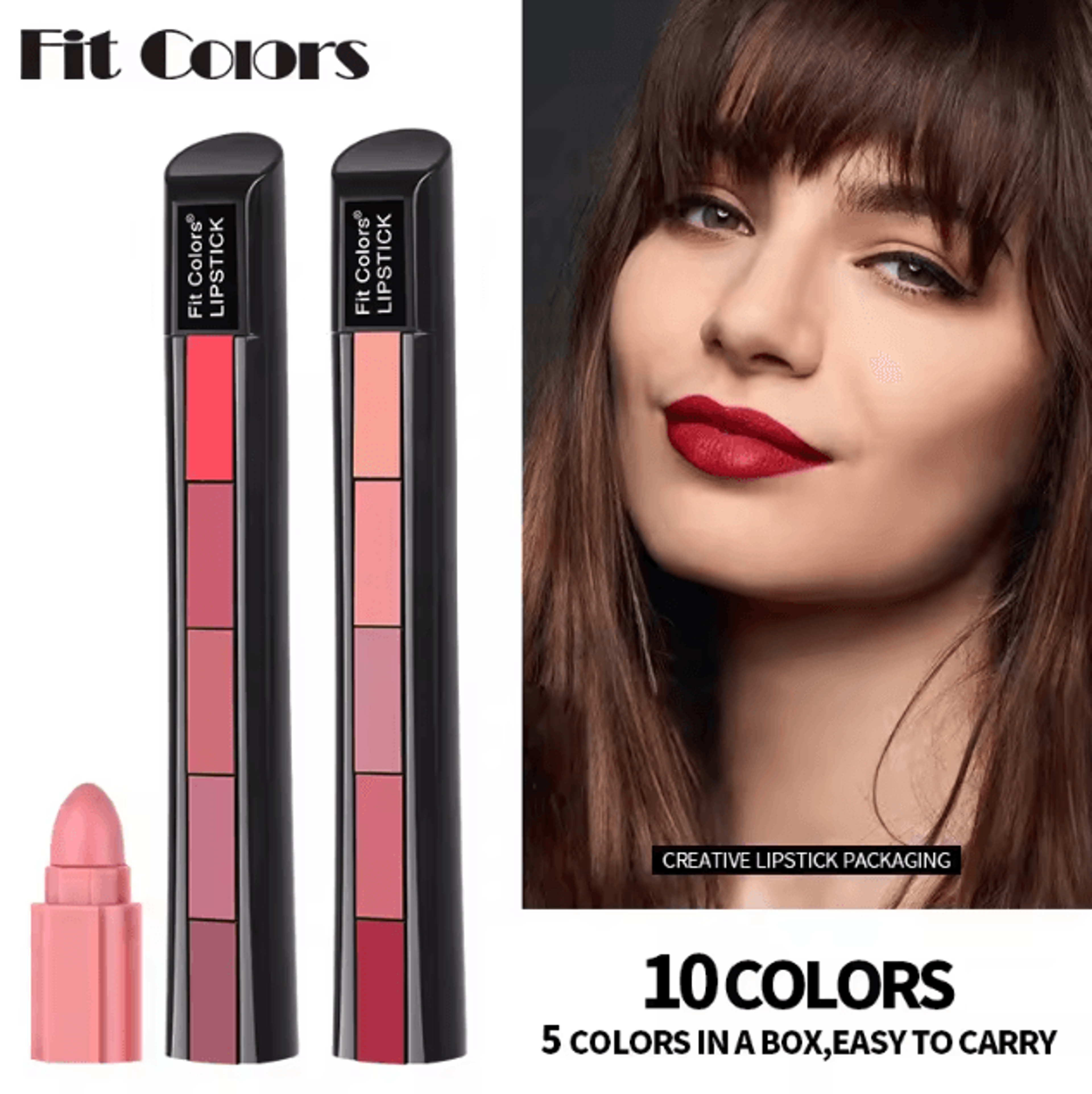 fit colors 5-color velvet matte lipstick combo – long-lasting non-stick lip gloss set