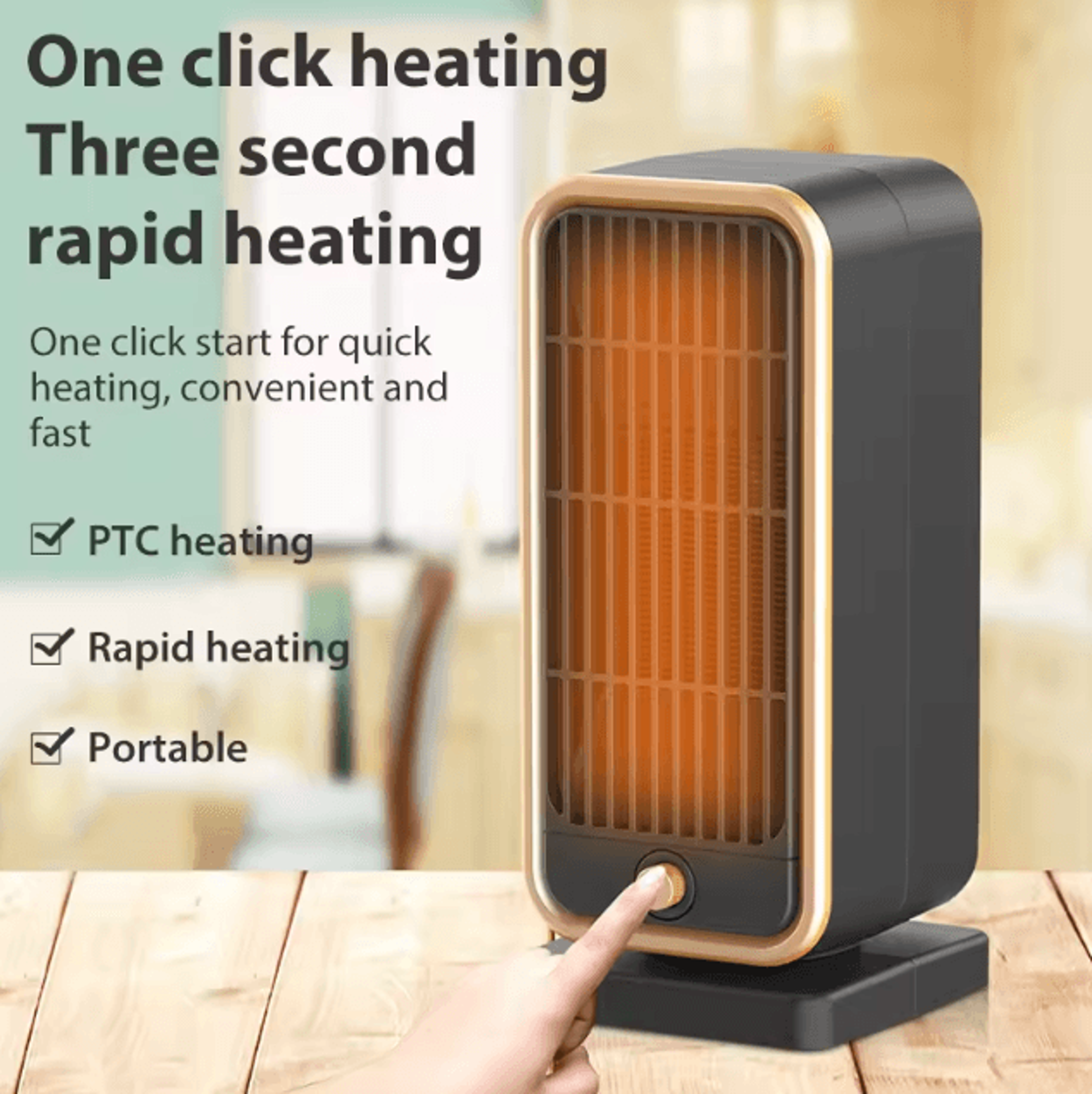 500W Portable PTC Ceramic Heater EU Plug Fast Heating Mini Space Heater With Constant Temperature F 1