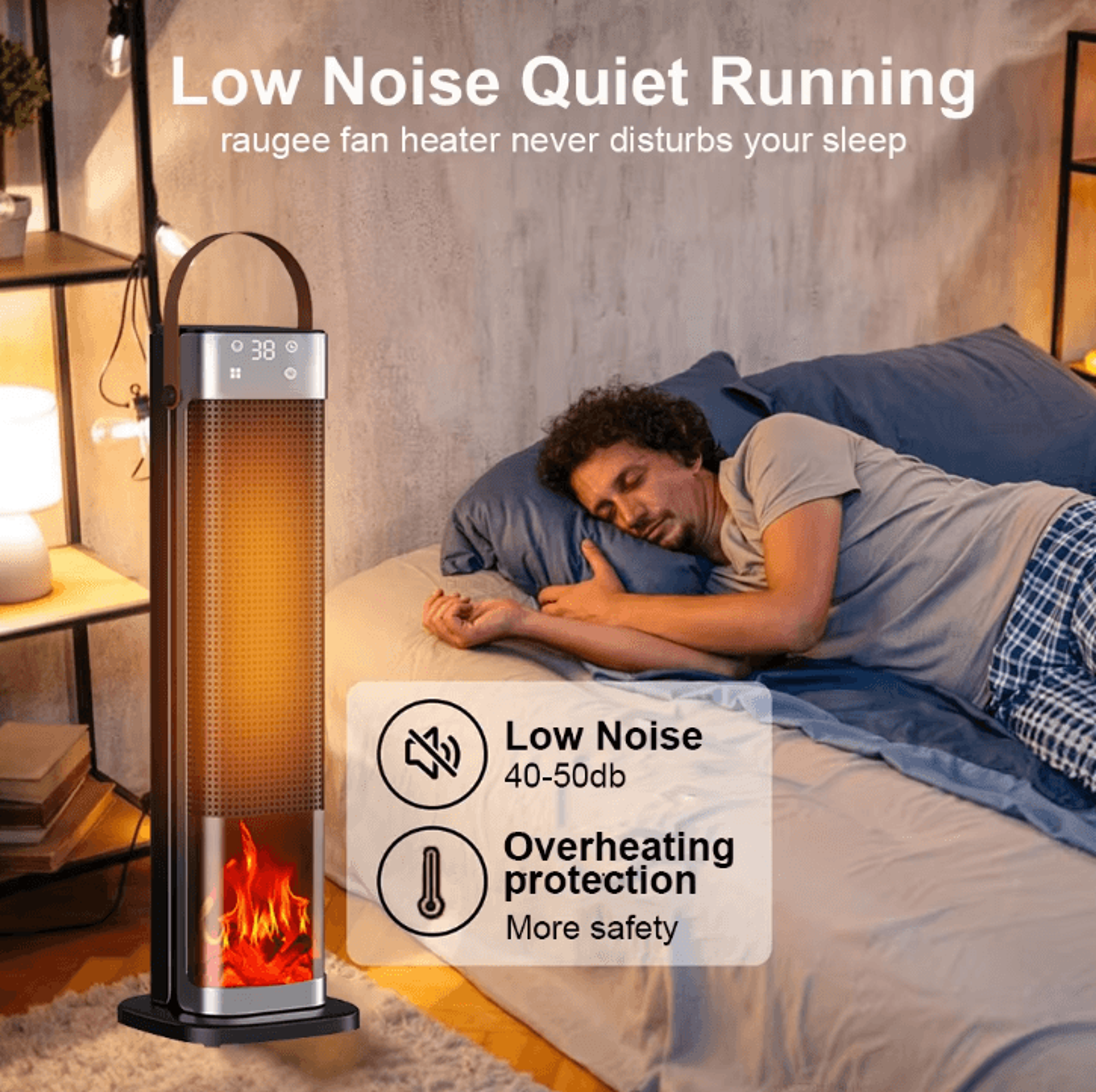 2000W Intelligent Digital Space Heater EU Plug Portable PTC Fan Heater With Remote Control  Timer 5