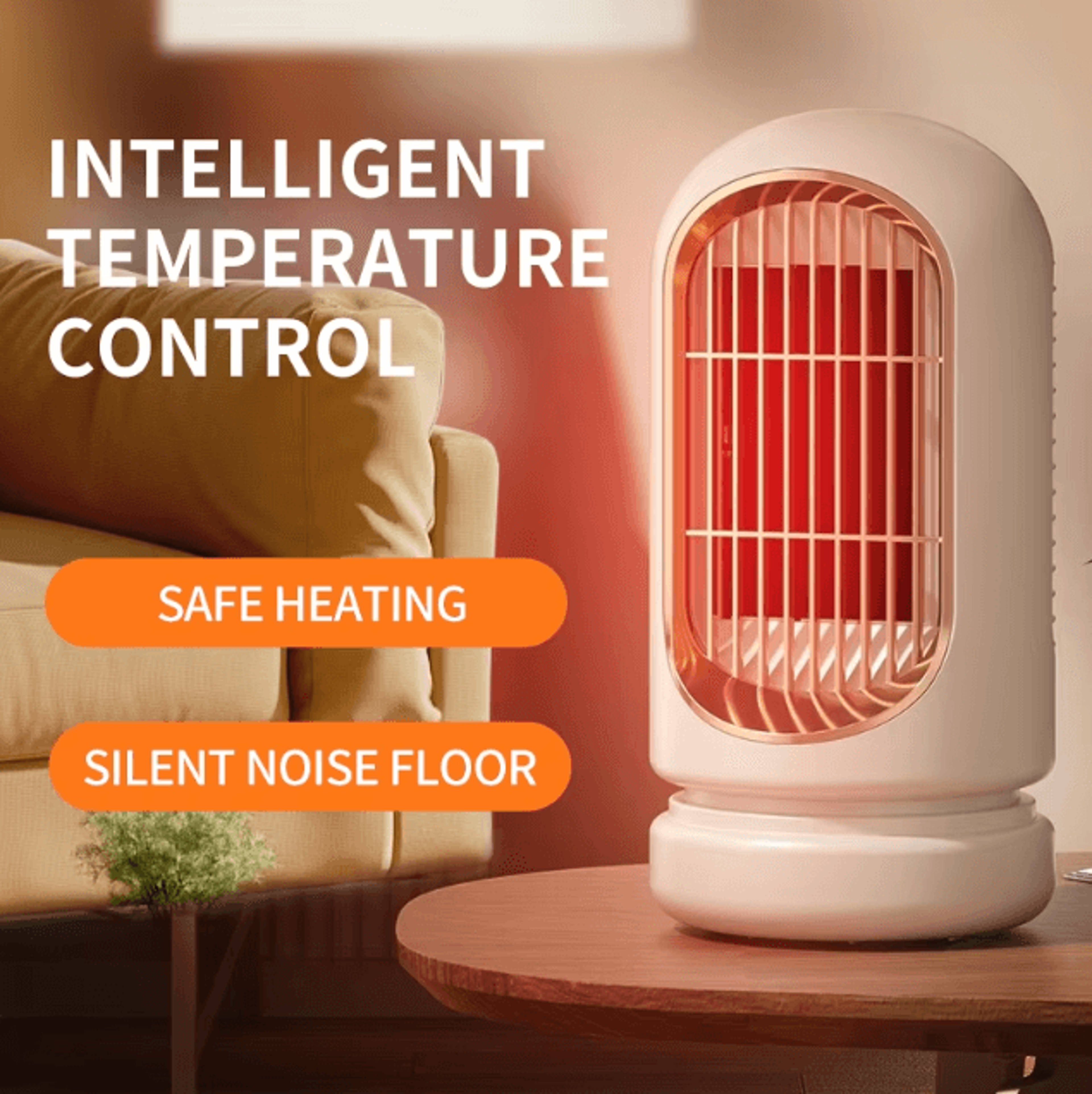 Compact PTC Ceramic Electric Heater  Portable Fast Heating Desktop Space Heater With Safety Protect 0