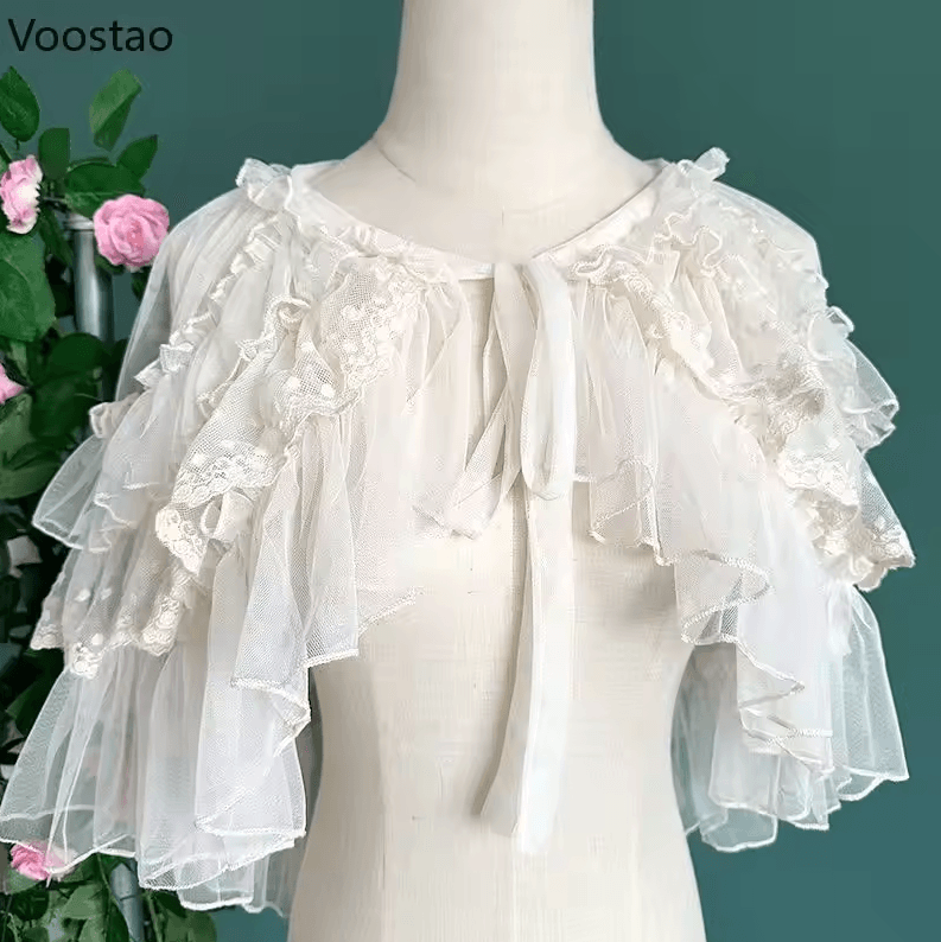 lolita lace kawaii poncho cape sweet mesh gothic lolita shawl coat