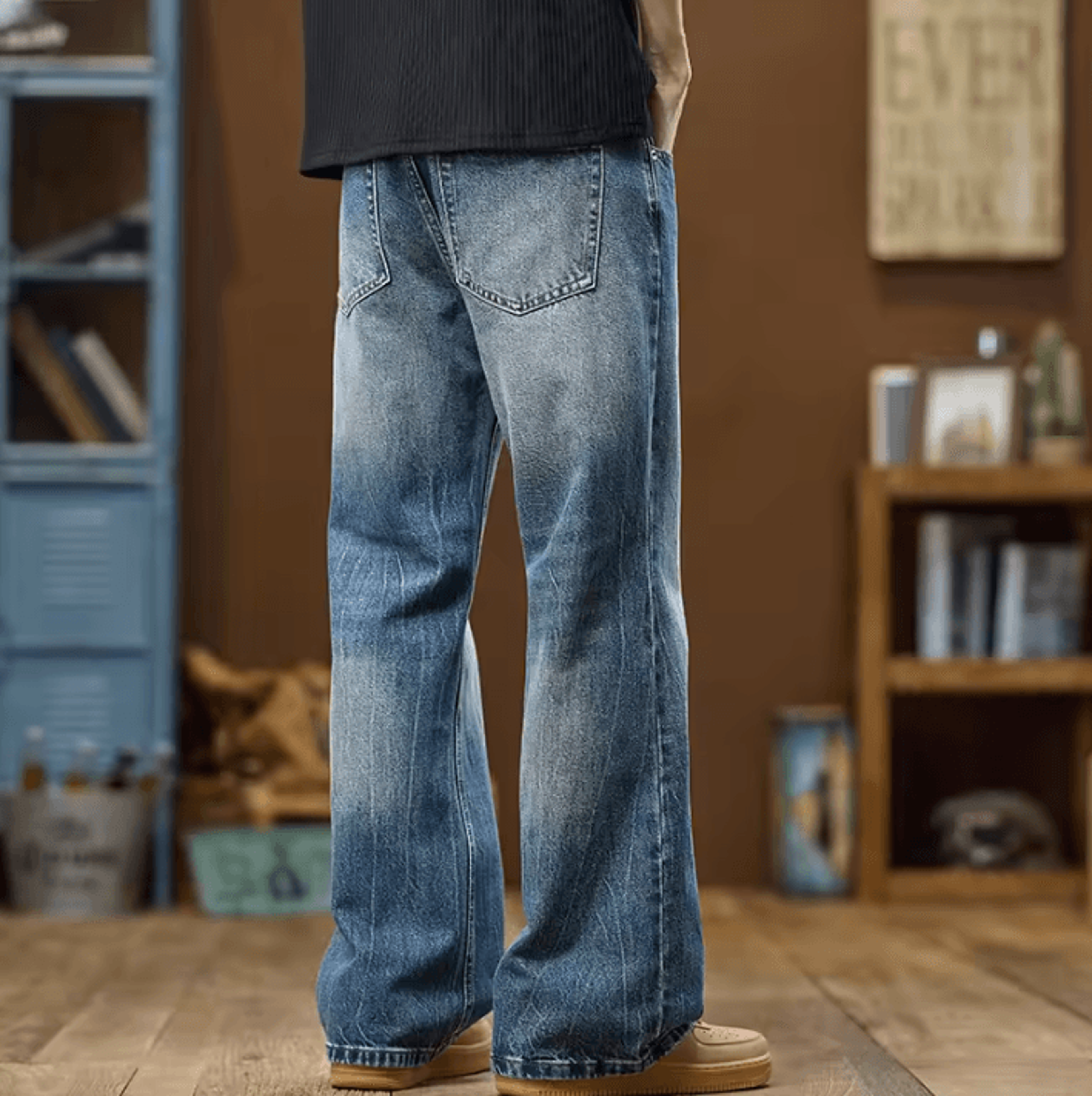 KSTUN Mens Bootcut Flared Jeans  American Style Bell Bottom Denim Pants For Streetwear 4