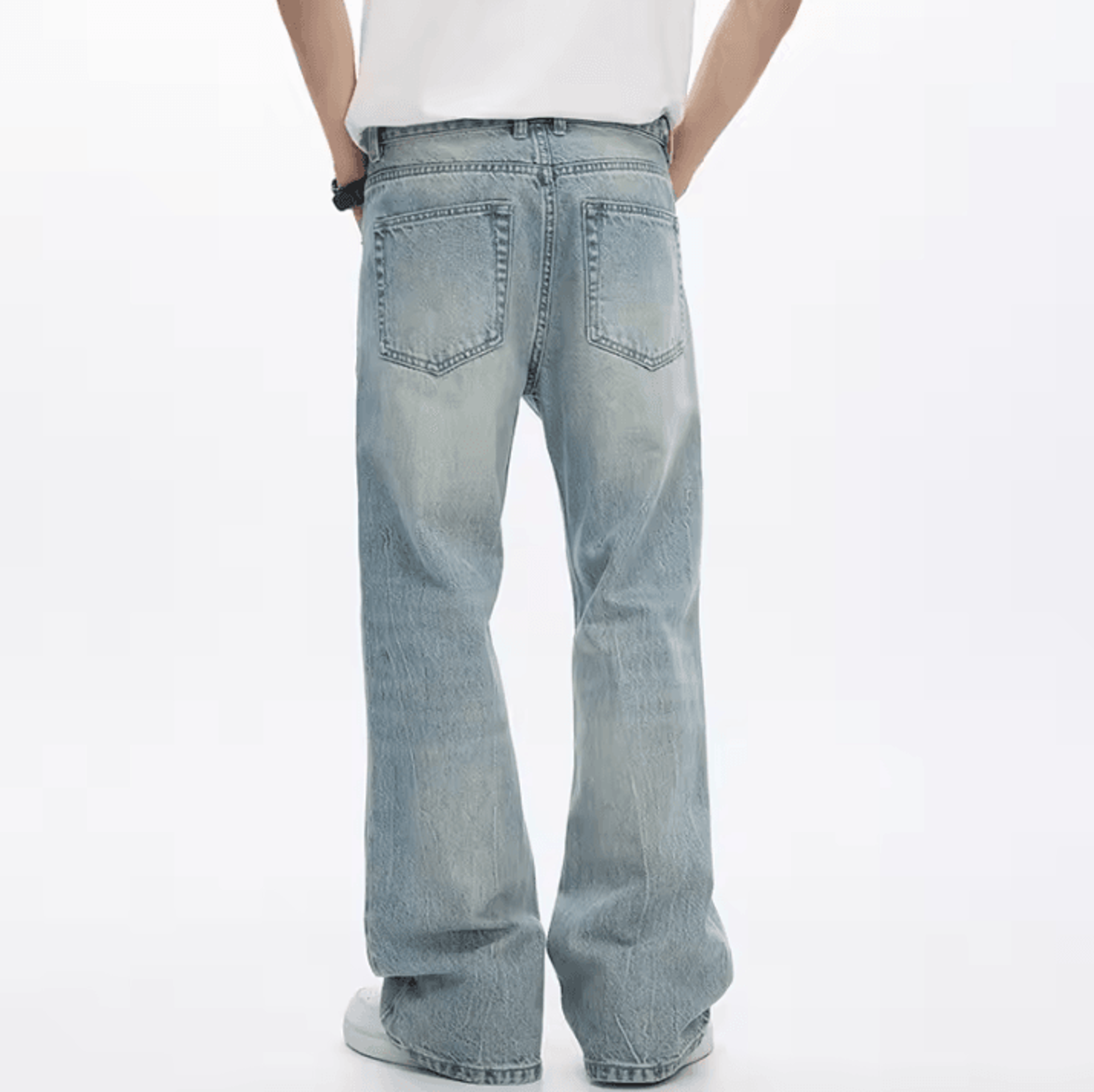 KSTUN Mens Flared Bootcut Jeans  Light Blue Streetwear Flare Denim Pants Loose Fit 3