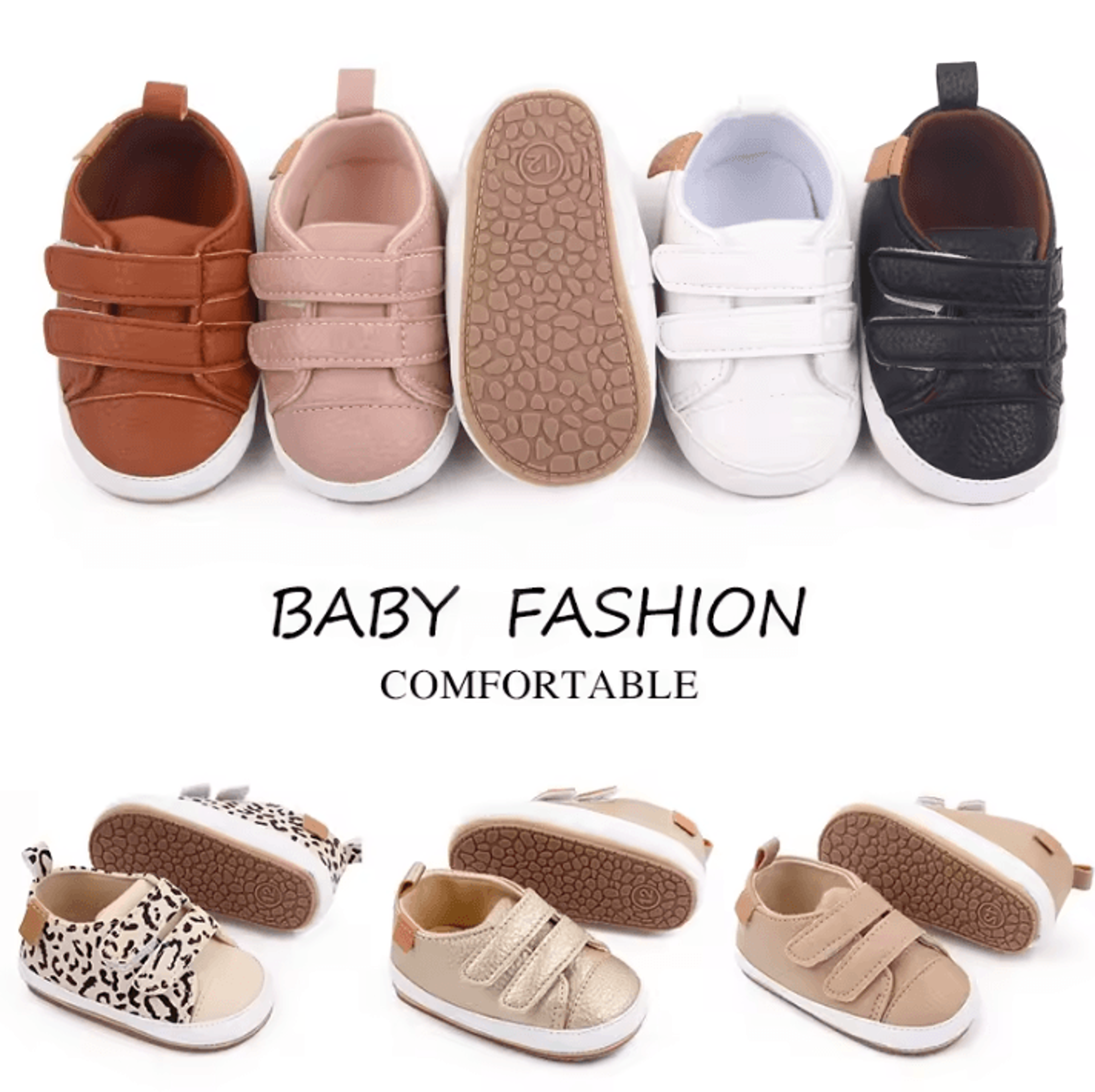 stepsoft baby casual sneakers – anti-slip baby first walker shoes with soft pu upper for toddlers 0–12m