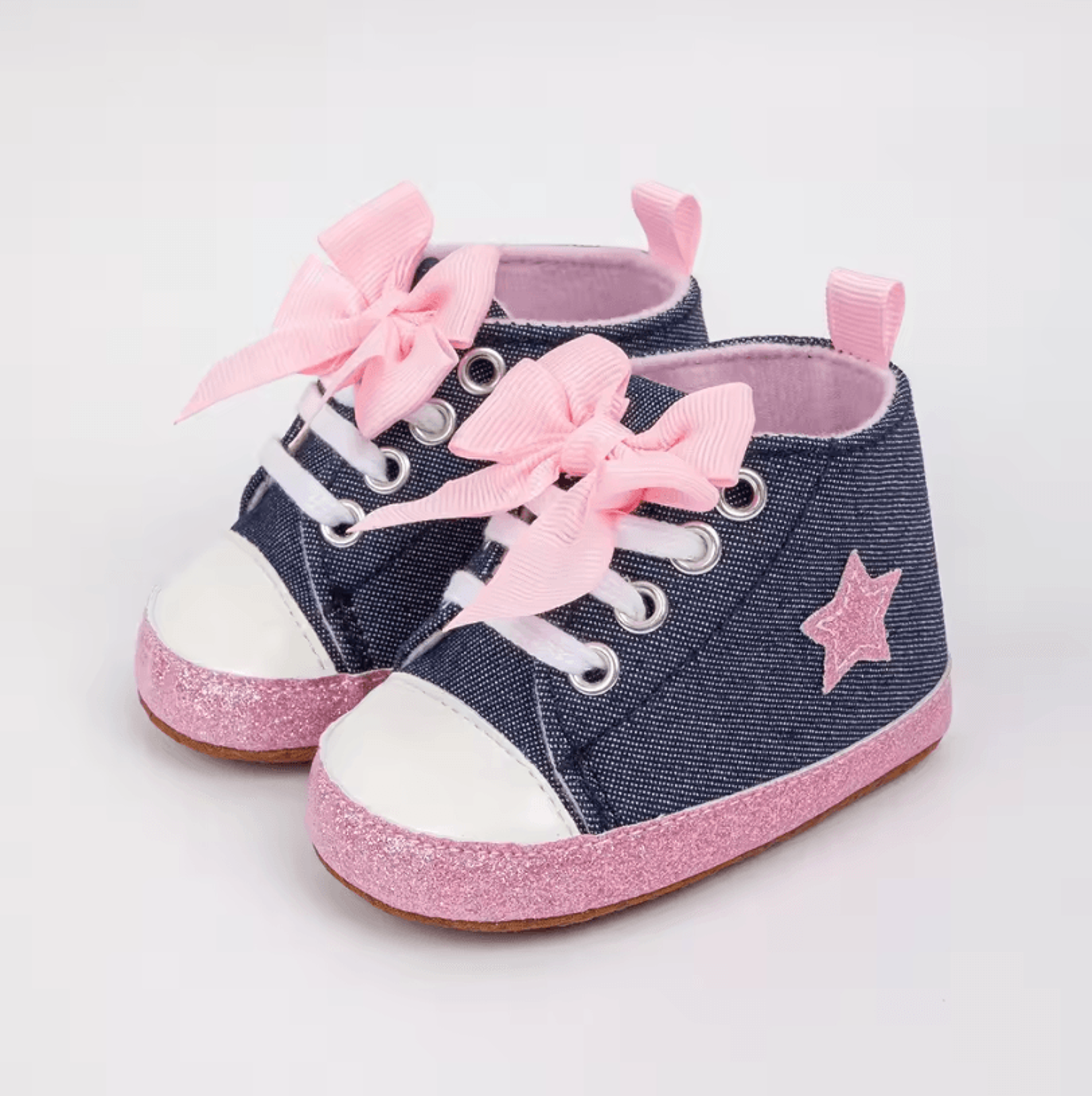 StarStep Baby HighTop First Walker Sneakers  Soft Sole Infant Crib Shoes With Cute Star Design 7