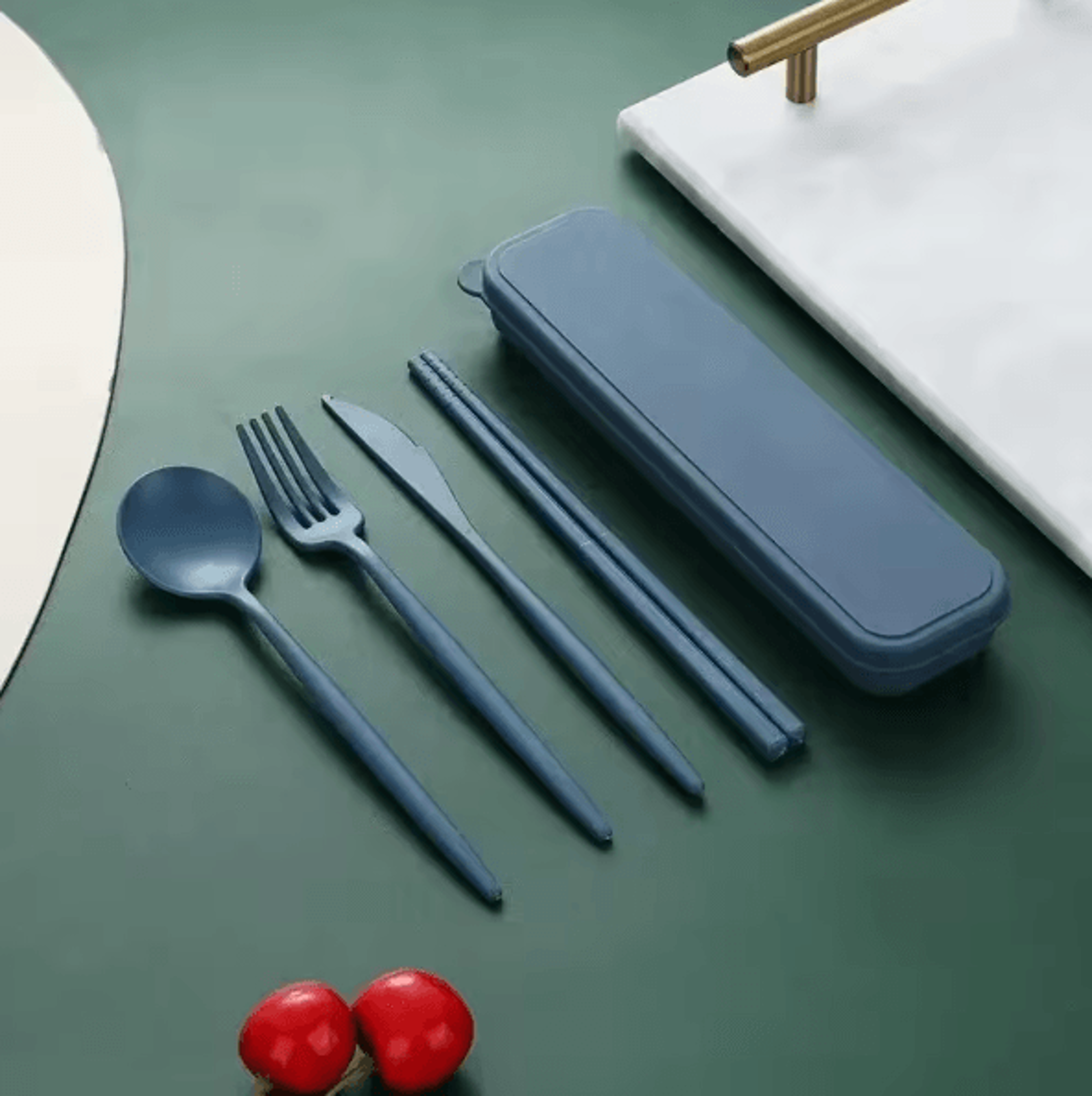 EcoMeal Portable Wheat Straw Cutlery Set  4Piece Reusable Travel Tableware Set 6