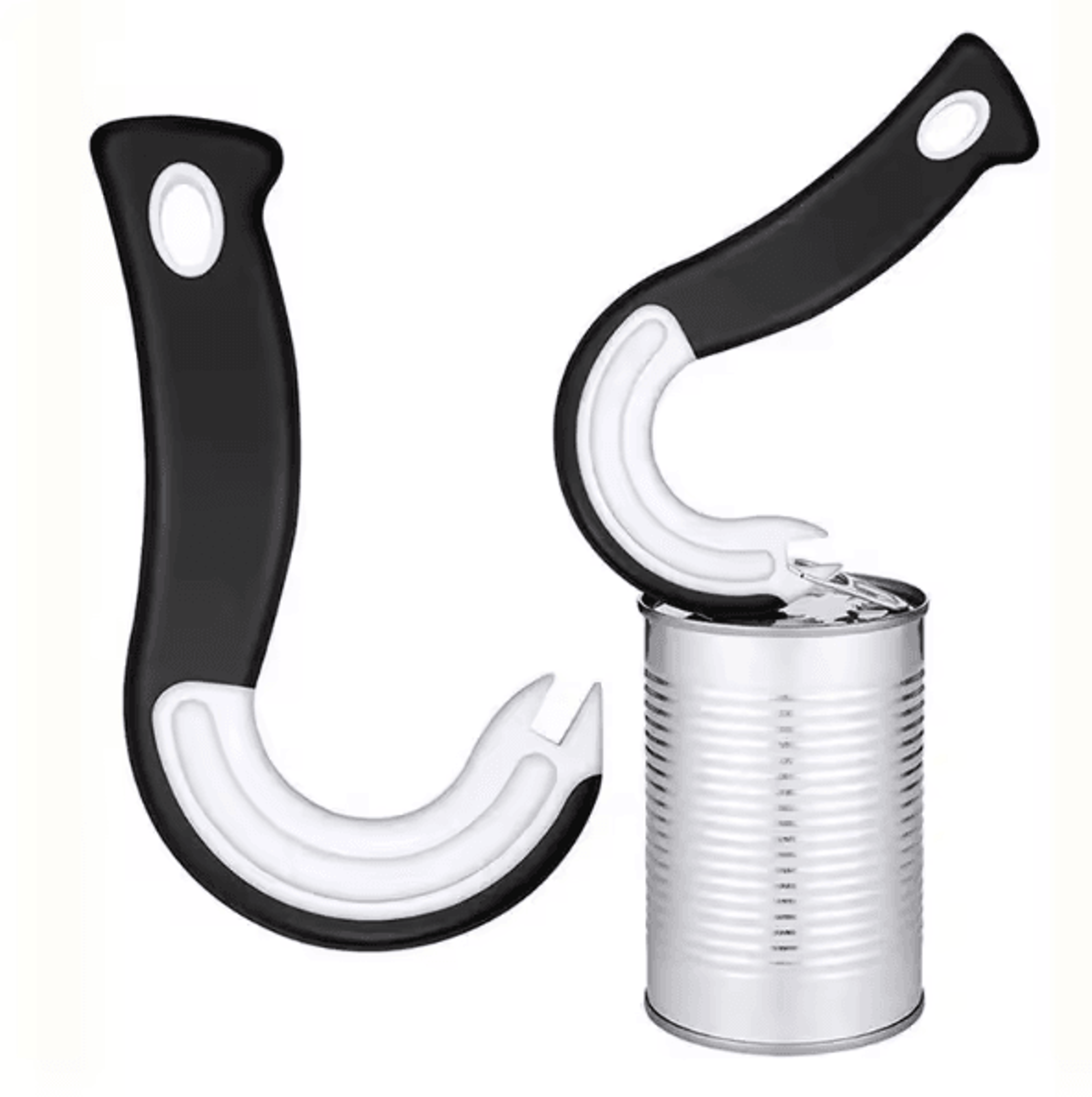EasyGrip JShaped Can Opener  Portable Ring Pull Can Opener  NonSlip Jar Lid Opener 5