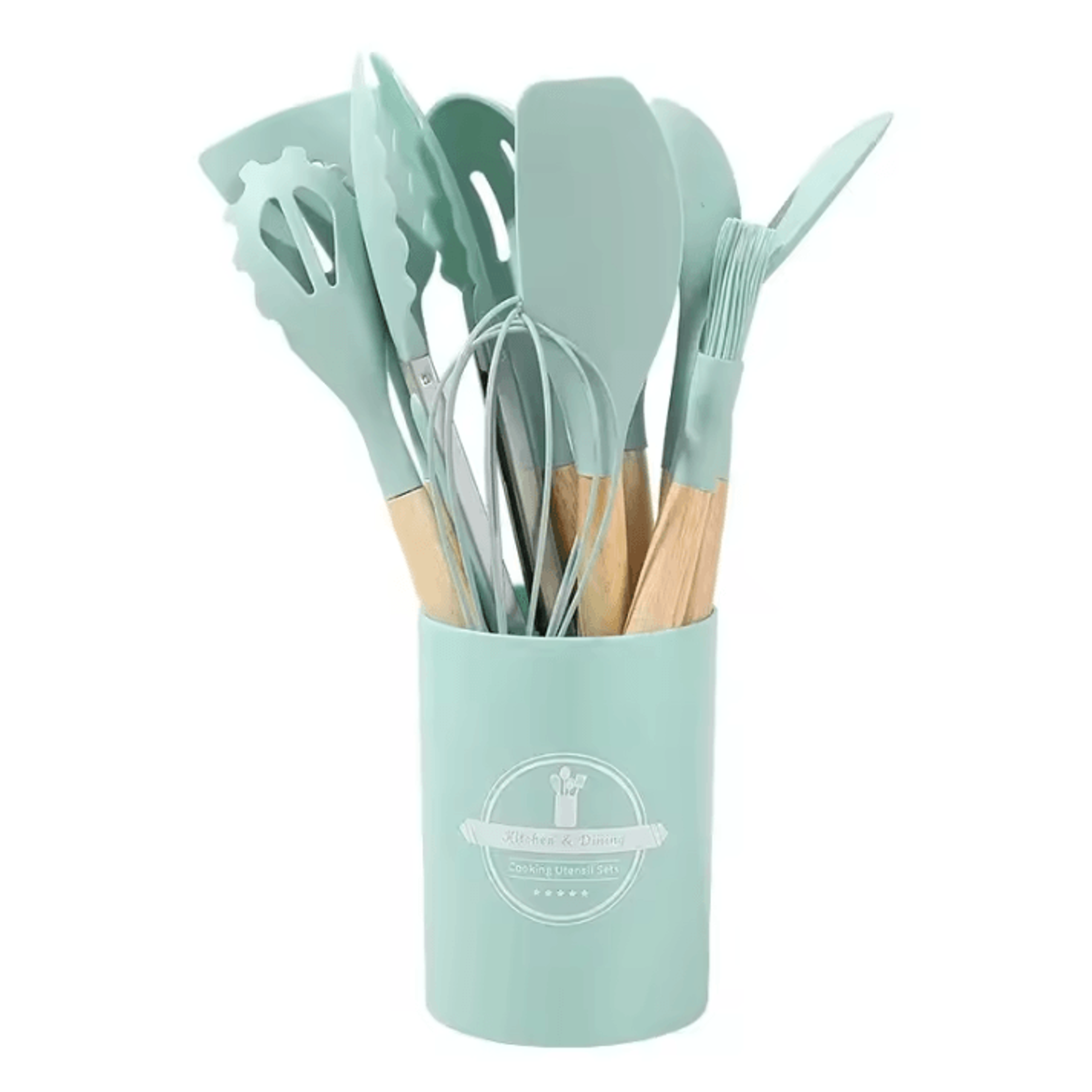 ProChef Silicone Kitchen Utensils Set 12 Piece Nonstick Cooking Utensils Set With Wooden Handle 5