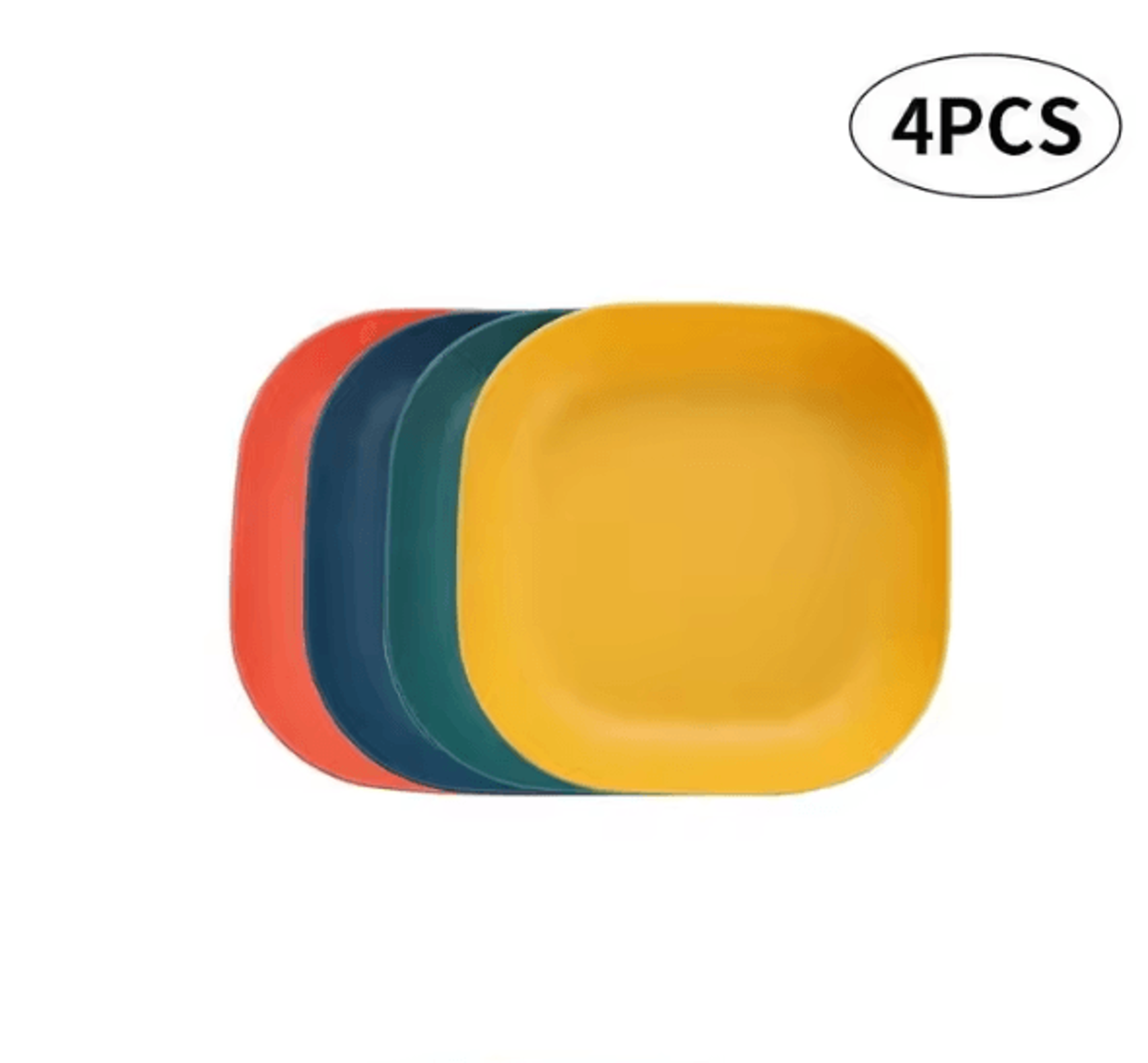 4Piece Reusable Plastic Dessert Plates  Durable Square Picnic Plates Microwave  Dishwasher Safe 4