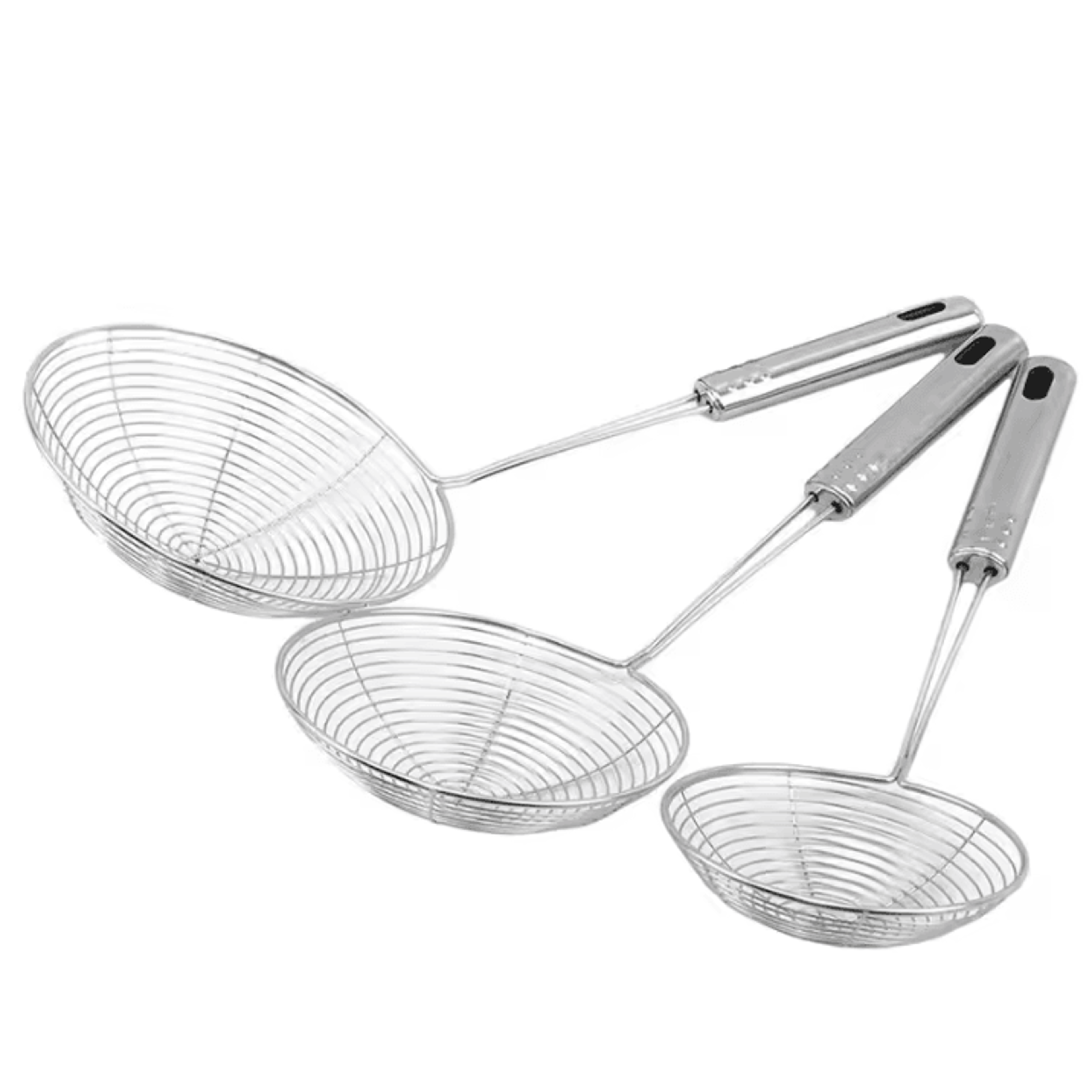 3Piece Stainless Steel Colander Set  MultiSize Kitchen Mesh Strainer For Noodles Dumplings  Frying 6