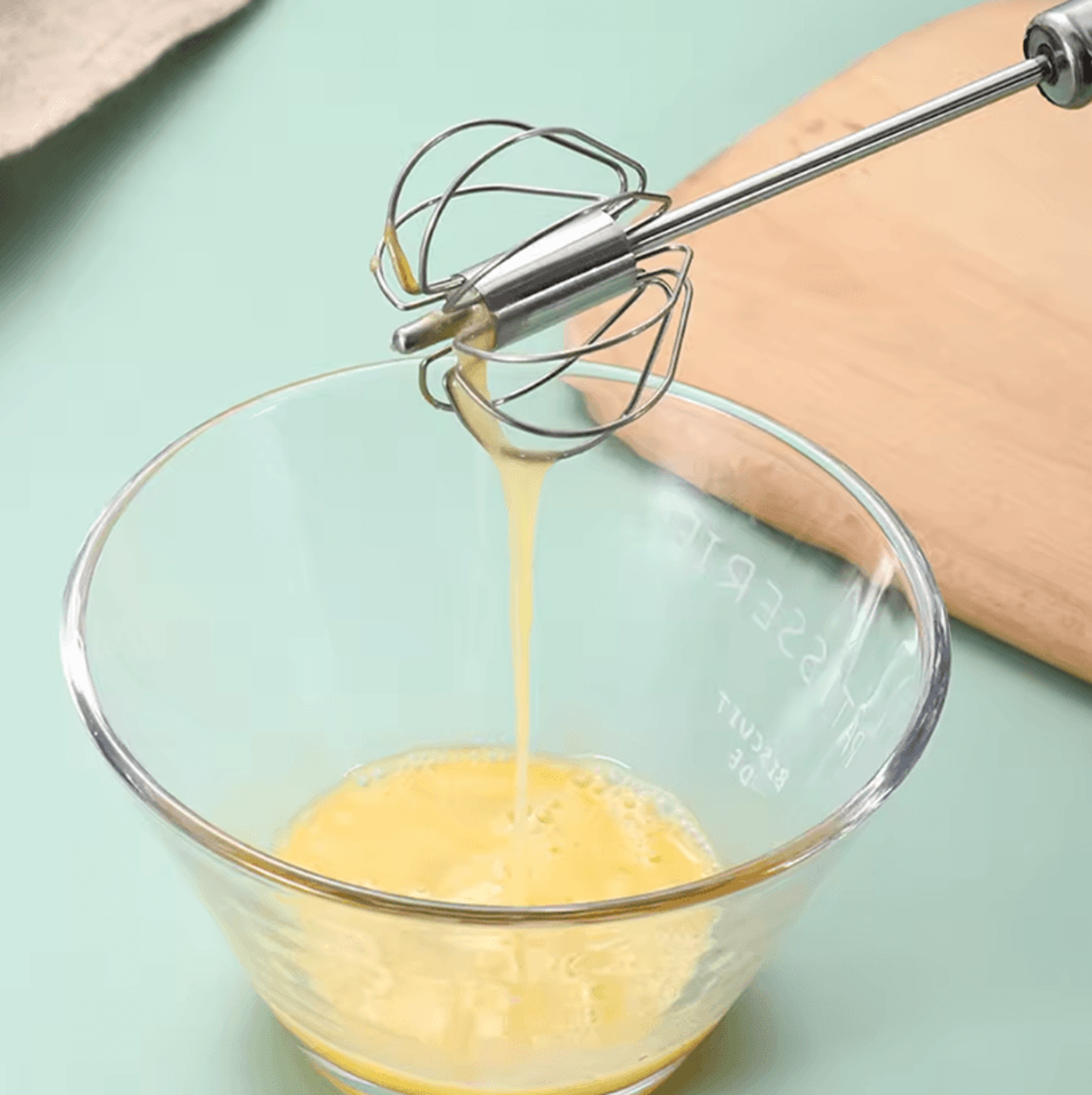 304 Stainless Steel SemiAutomatic Egg Whisk  Push Rotary Manual Hand Mixer 2