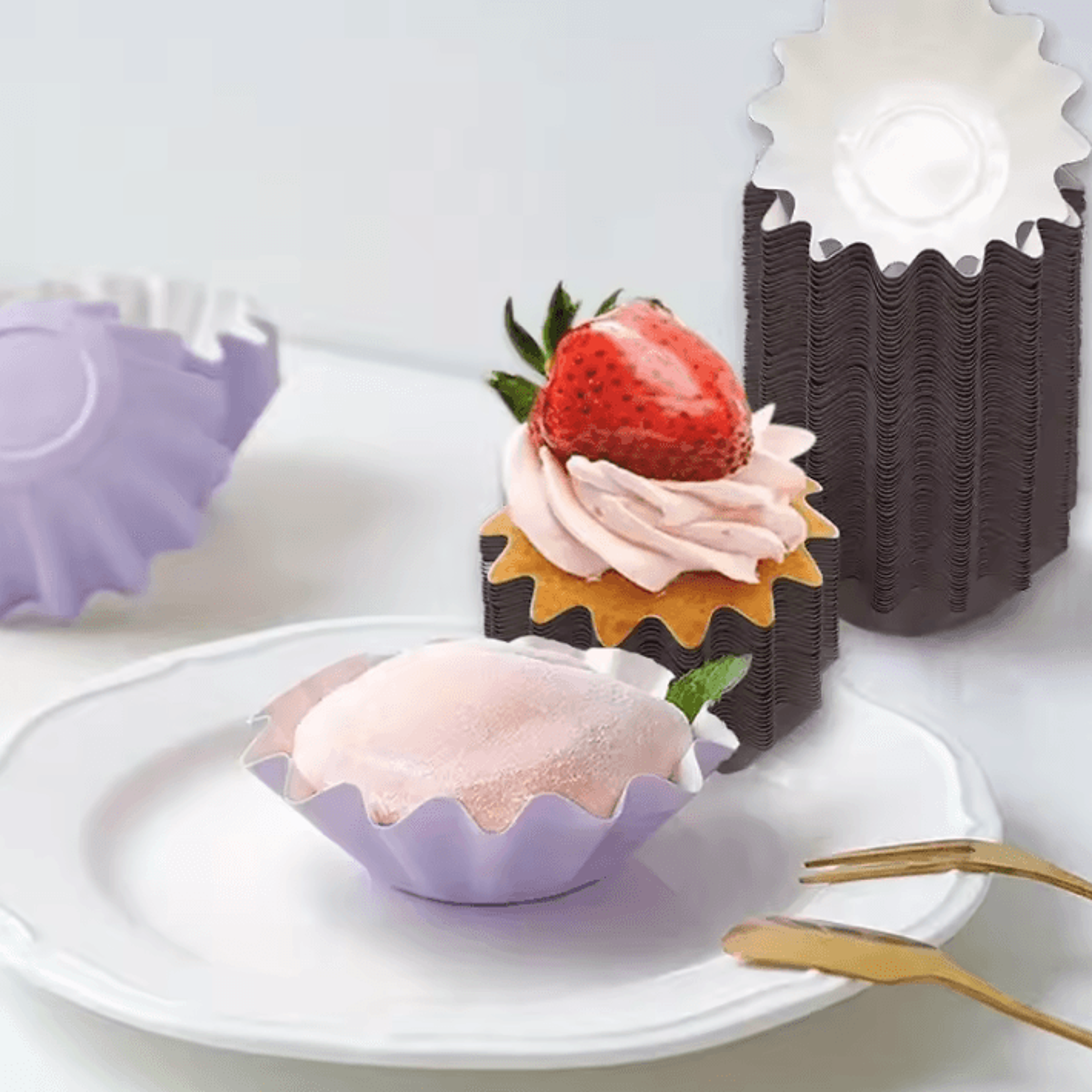 100PCS Disposable Muffin Cups  Thick HeatResistant Cupcake Liners  Egg Tart Baking Molds 2
