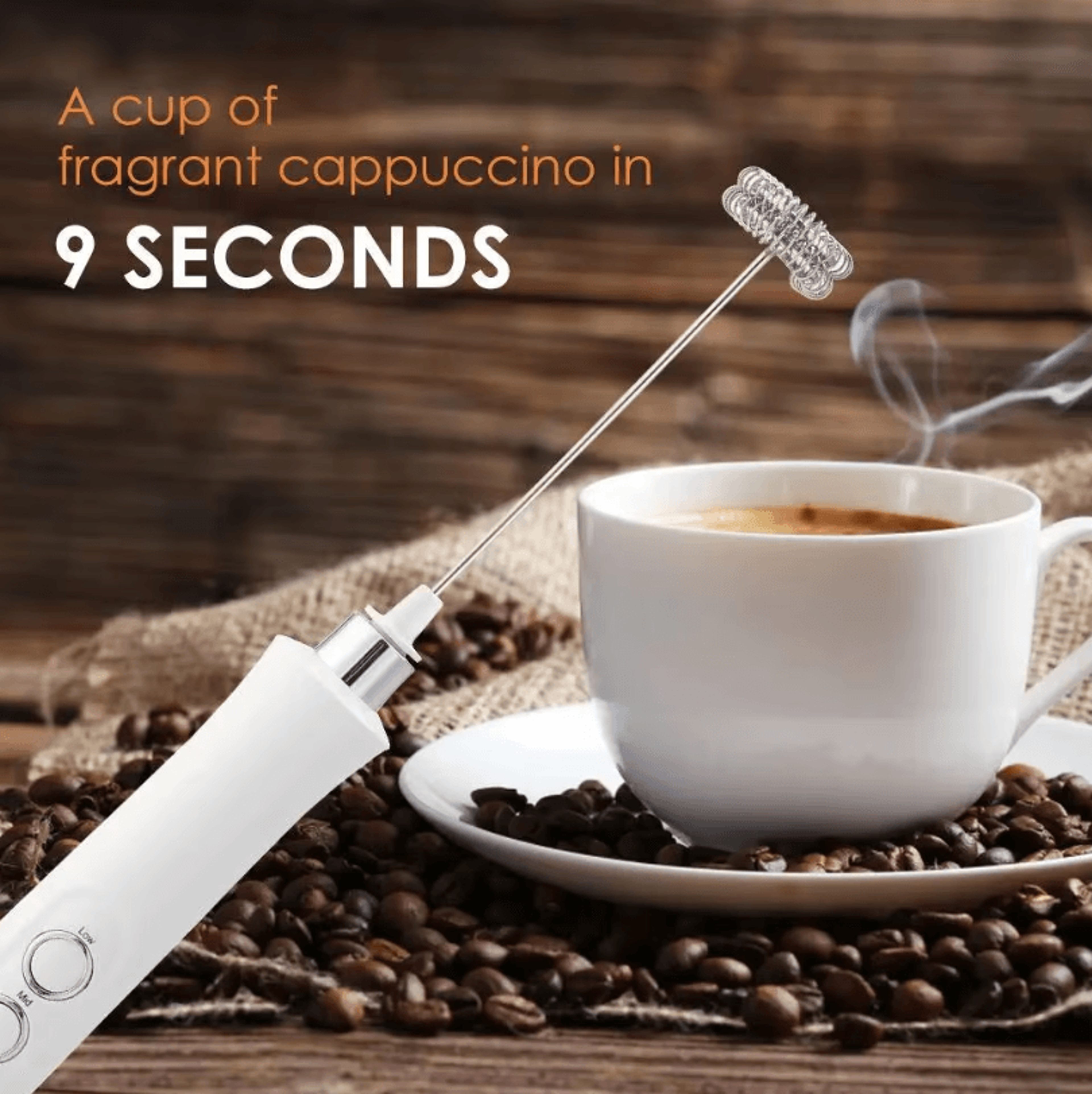 rechargeable handheld milk frother – 3-speed electric foam maker for latte, cappuccino & hot chocolate