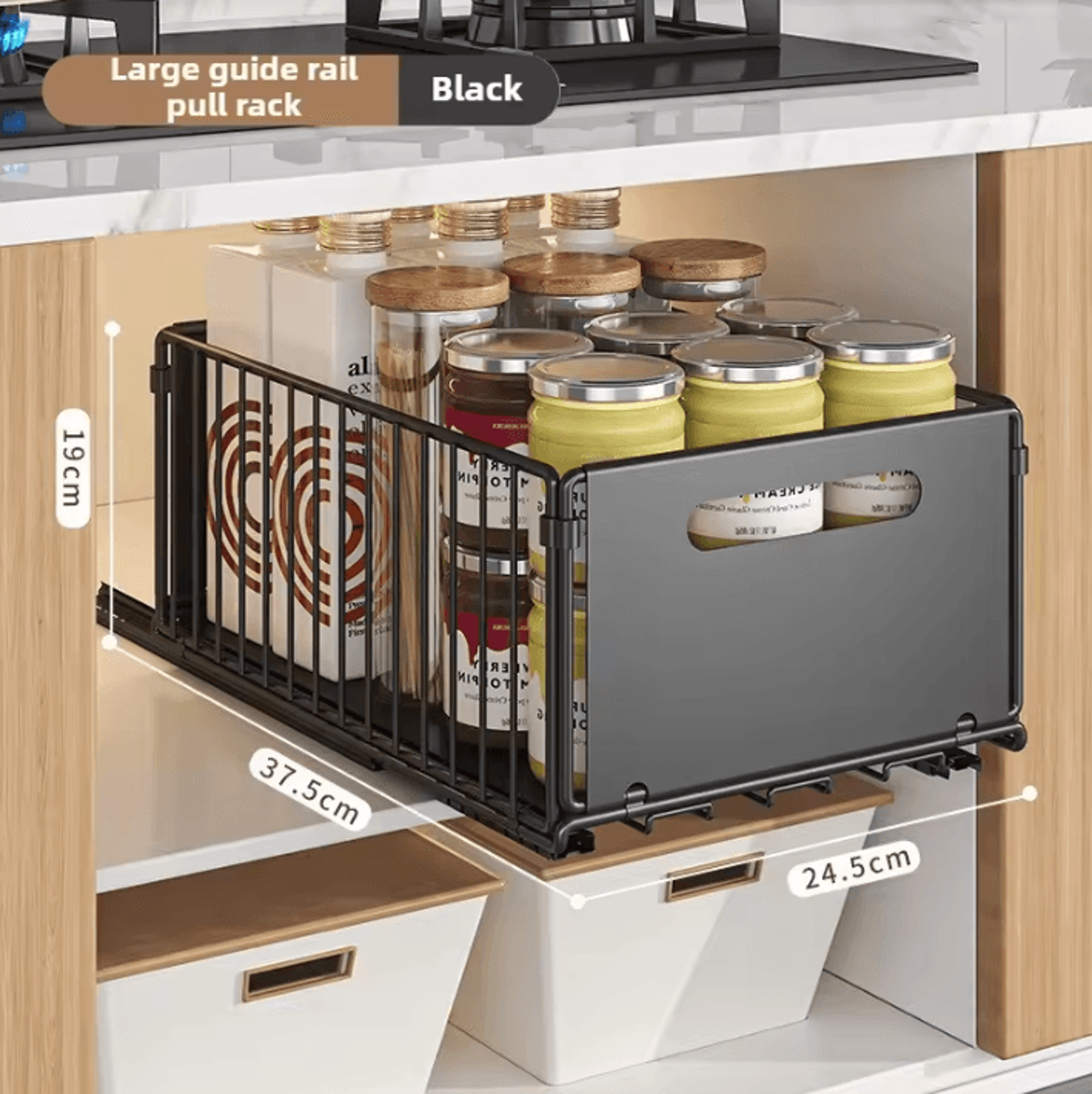 Multifunction PullOut Cabinet Organizer  Sliding Kitchen Storage Rack  Seasoning Basket 5