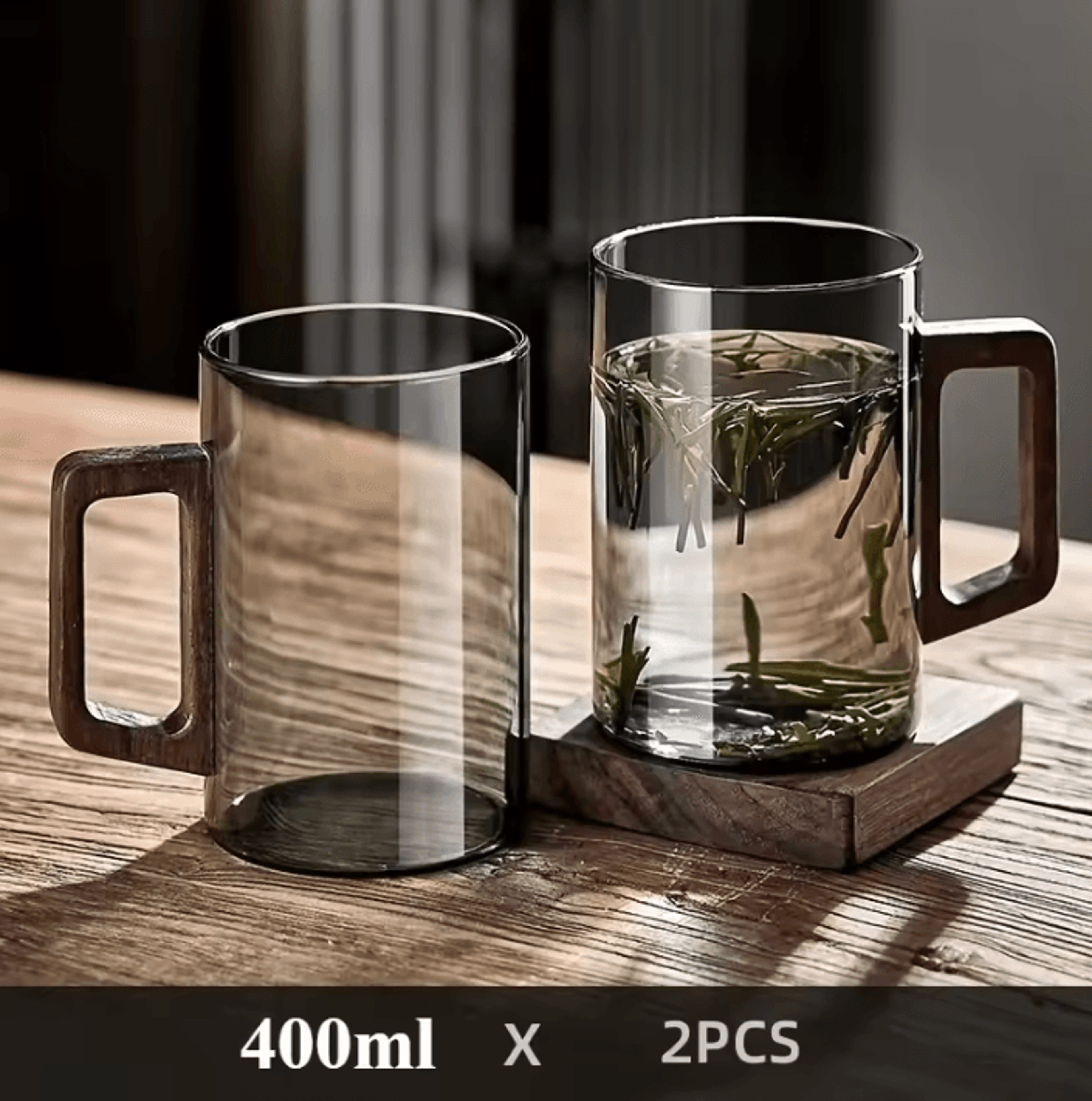 400ml HeatResistant Glass Tea Cup With Walnut Handle  Elegant Coffee  Office Drinking Mug 7