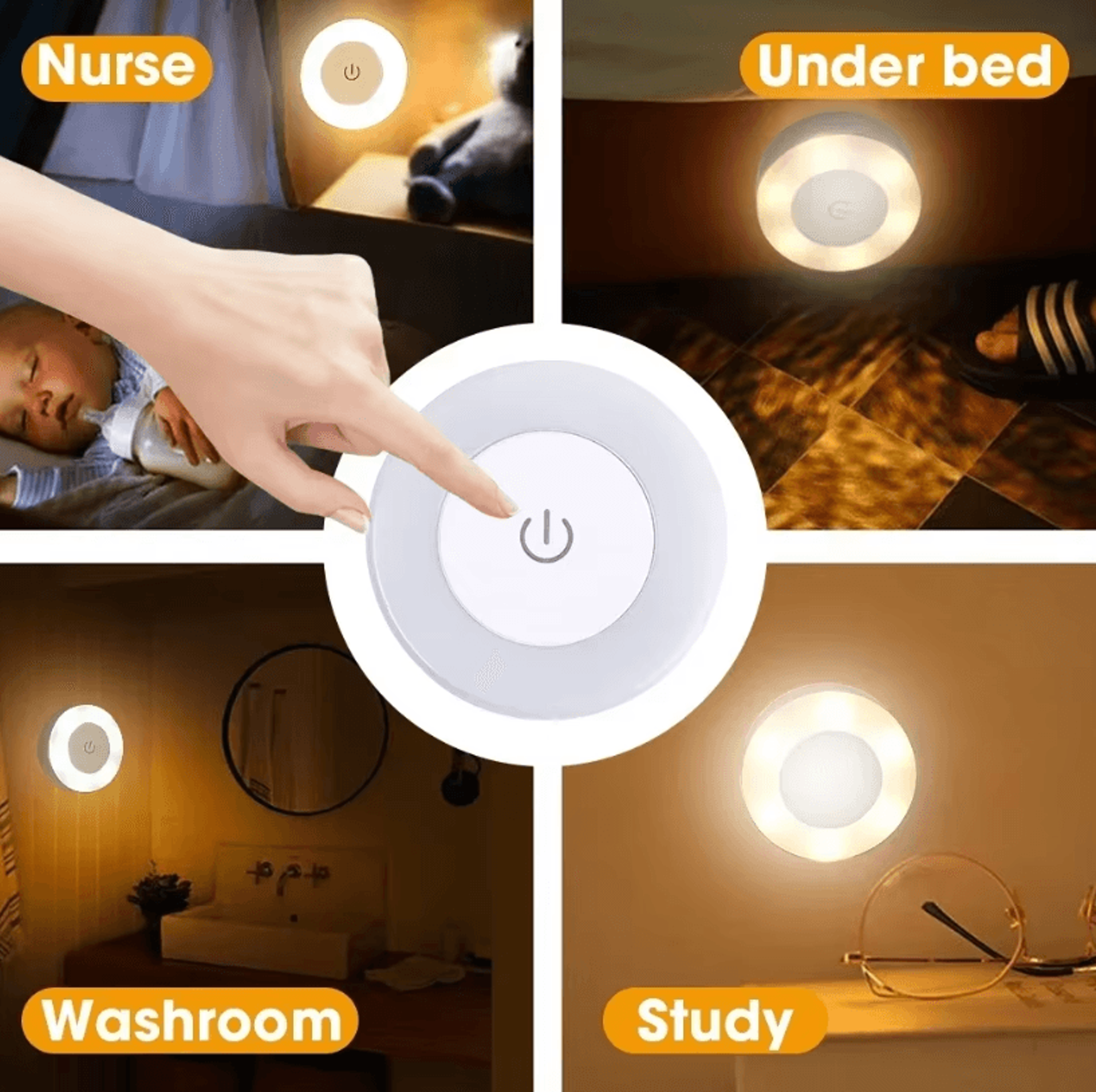 Portable USB Rechargeable LED Night Light  Wireless Ambient Lamp For Bedroom  Living Room 3