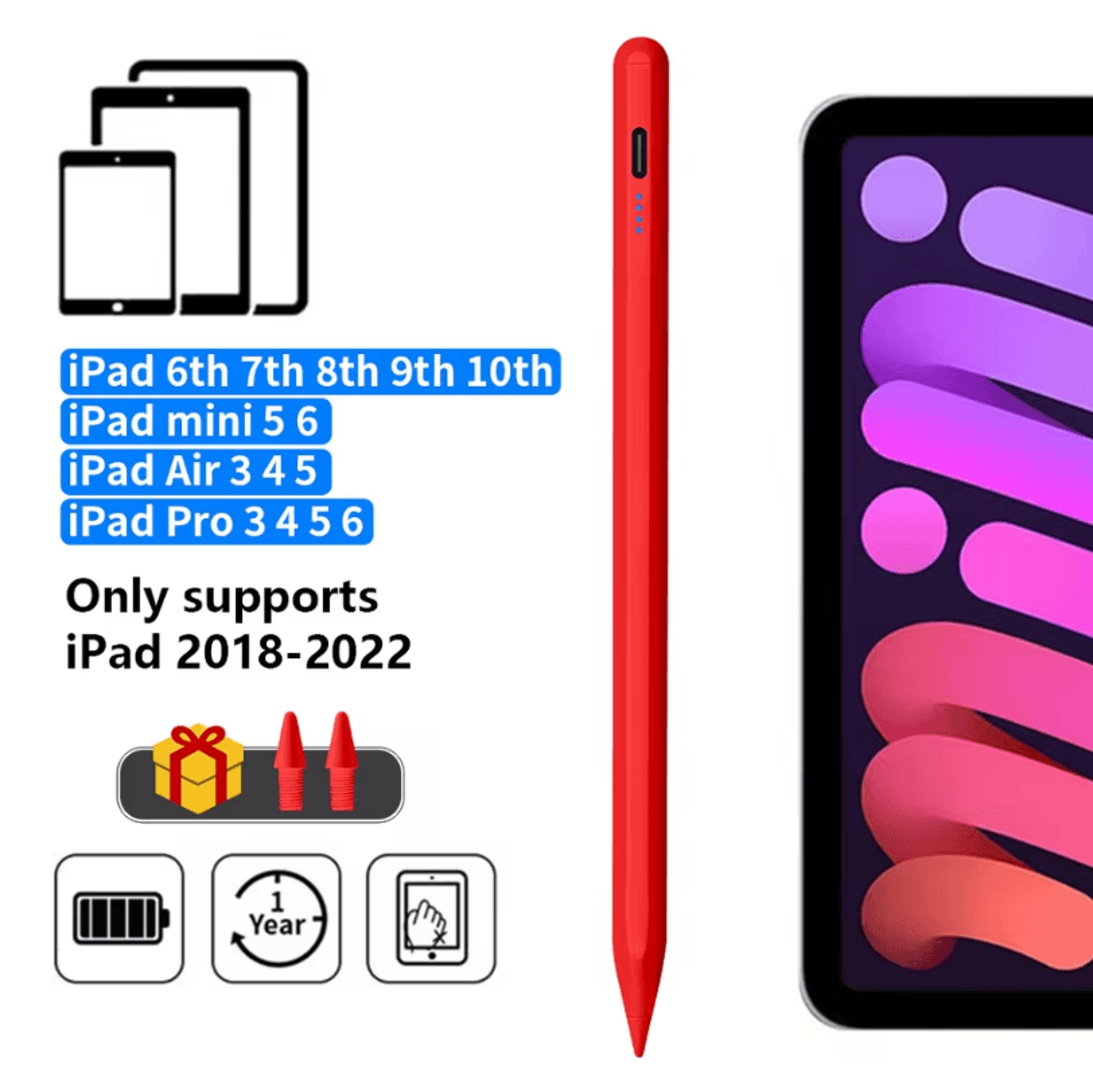 IPad Stylus Pen With Palm Rejection  Fast Charging Touch Pencil With LED Power Indicator 10