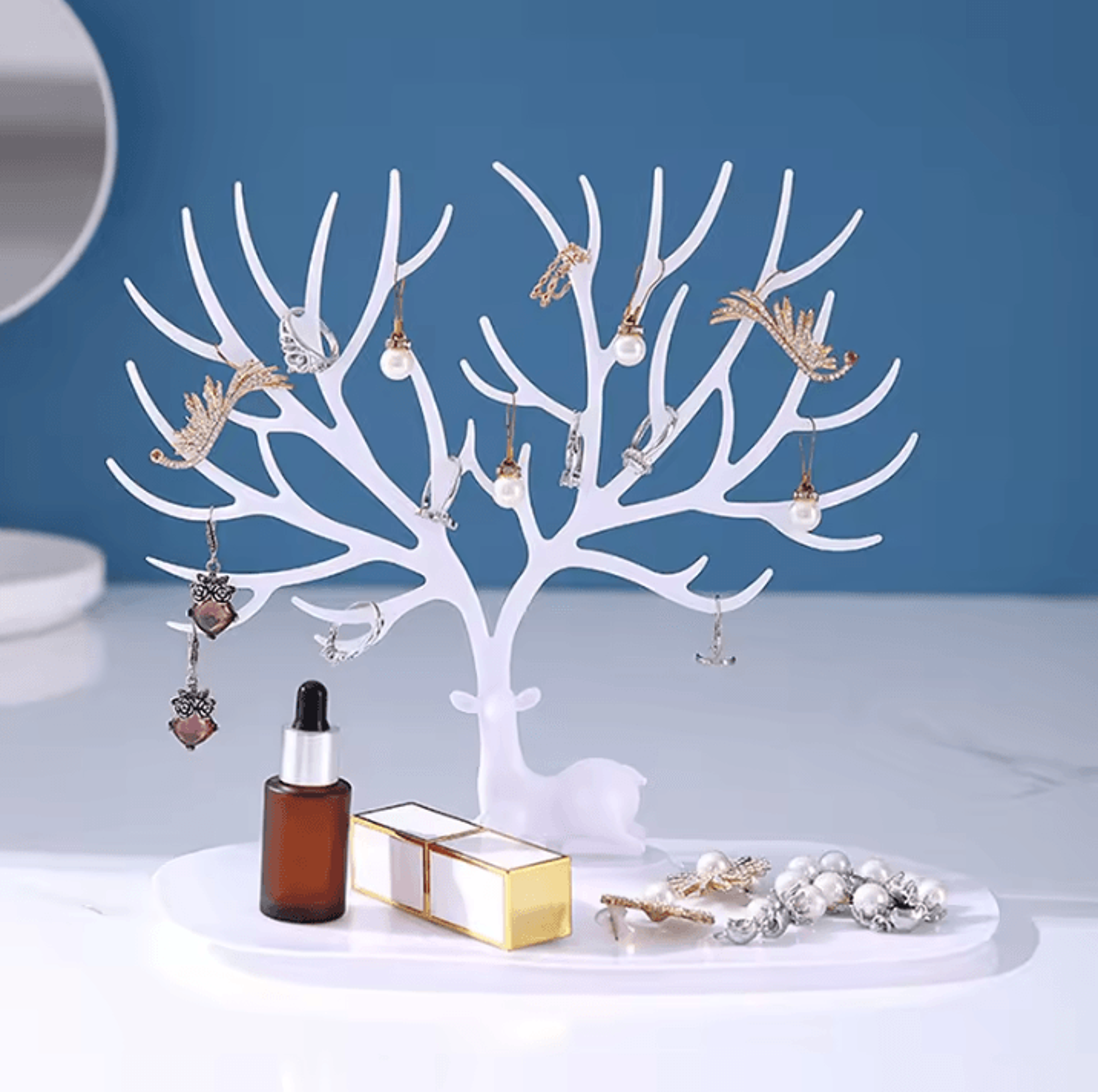 Jewelry Organizer Stand Tree With Tray Multi Storage Holder For Earrings Necklaces Rings 7