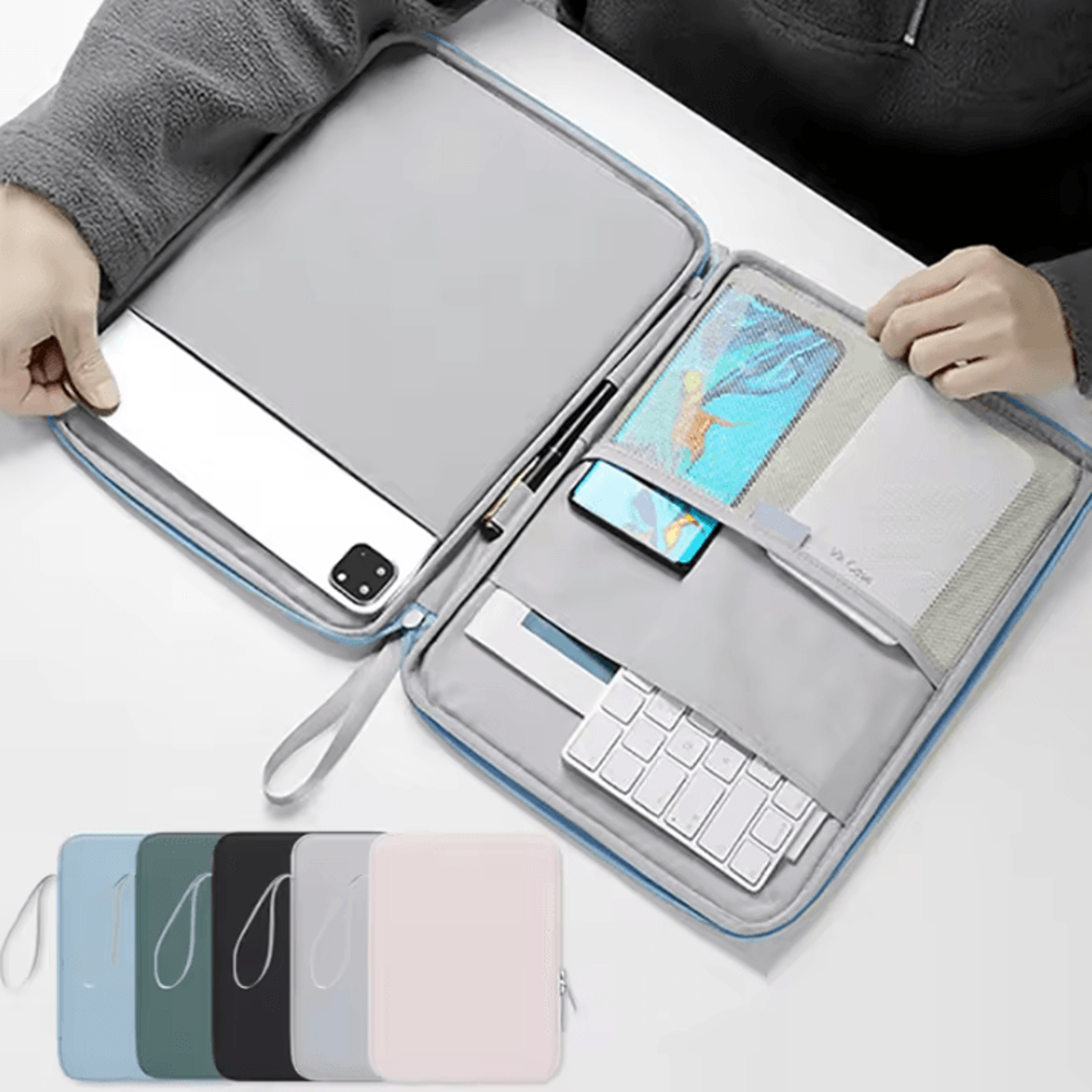 Shockproof Tablet Sleeve Bag  MultiPocket Protective Handbag Case For 109129 Inch Tablets 1