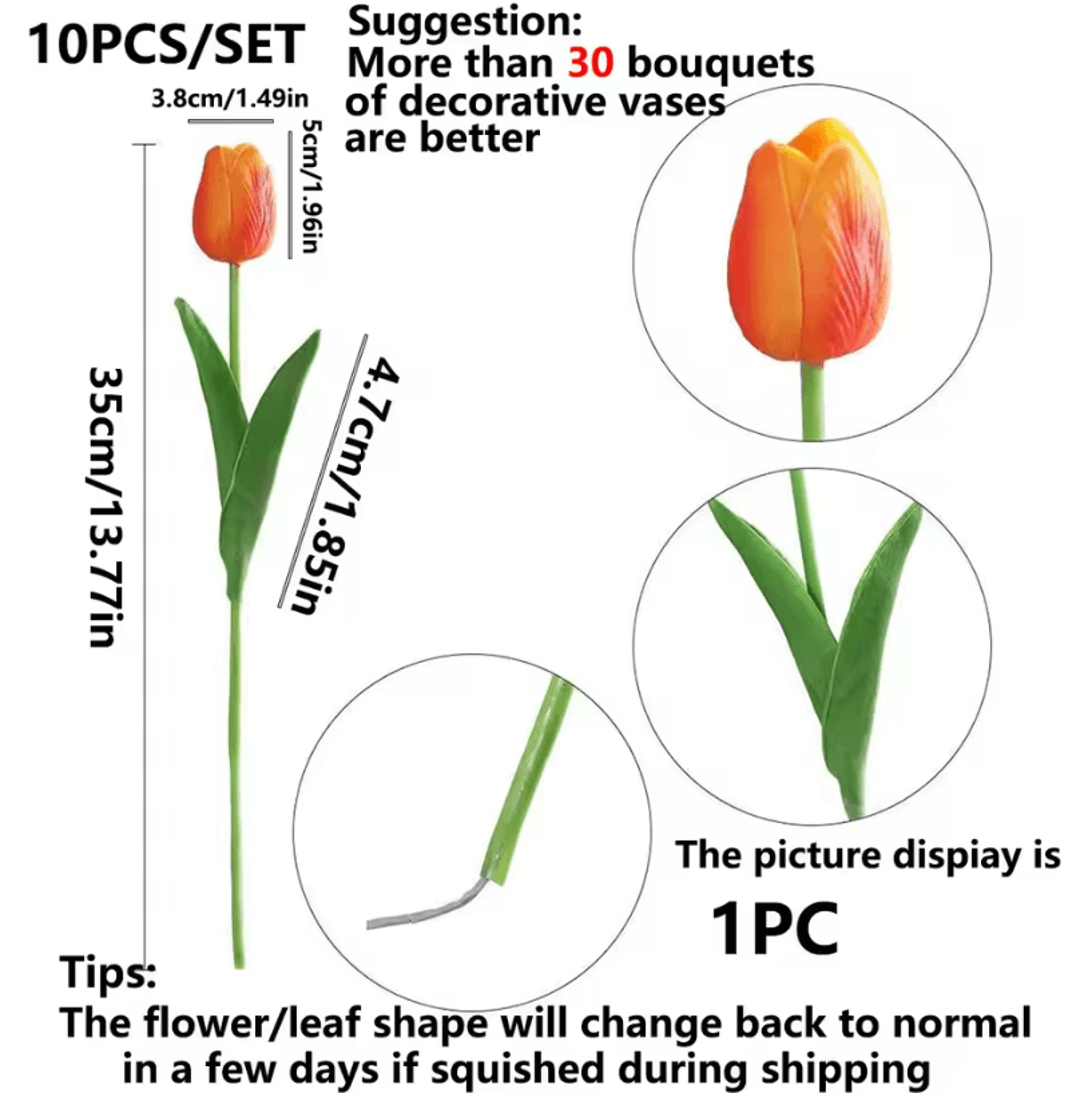 10Piece Real Touch Tulip Bouquet  Lifelike Artificial Flowers For Home Wedding  DIY Decor 4