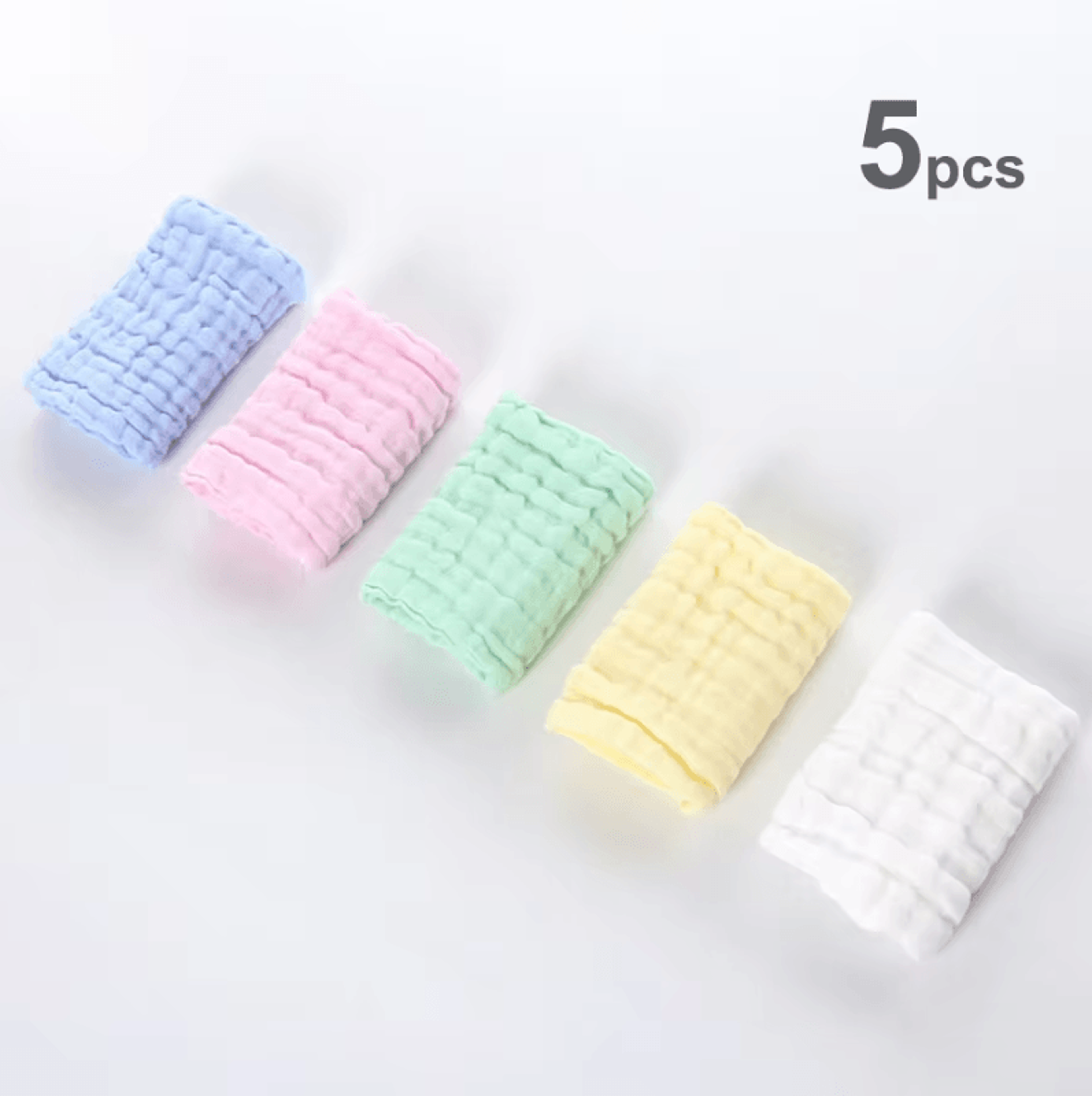 6Layer Muslin Baby Towel Set  Ultra Soft Cotton Washcloths  Burp Cloths 5pcs 9