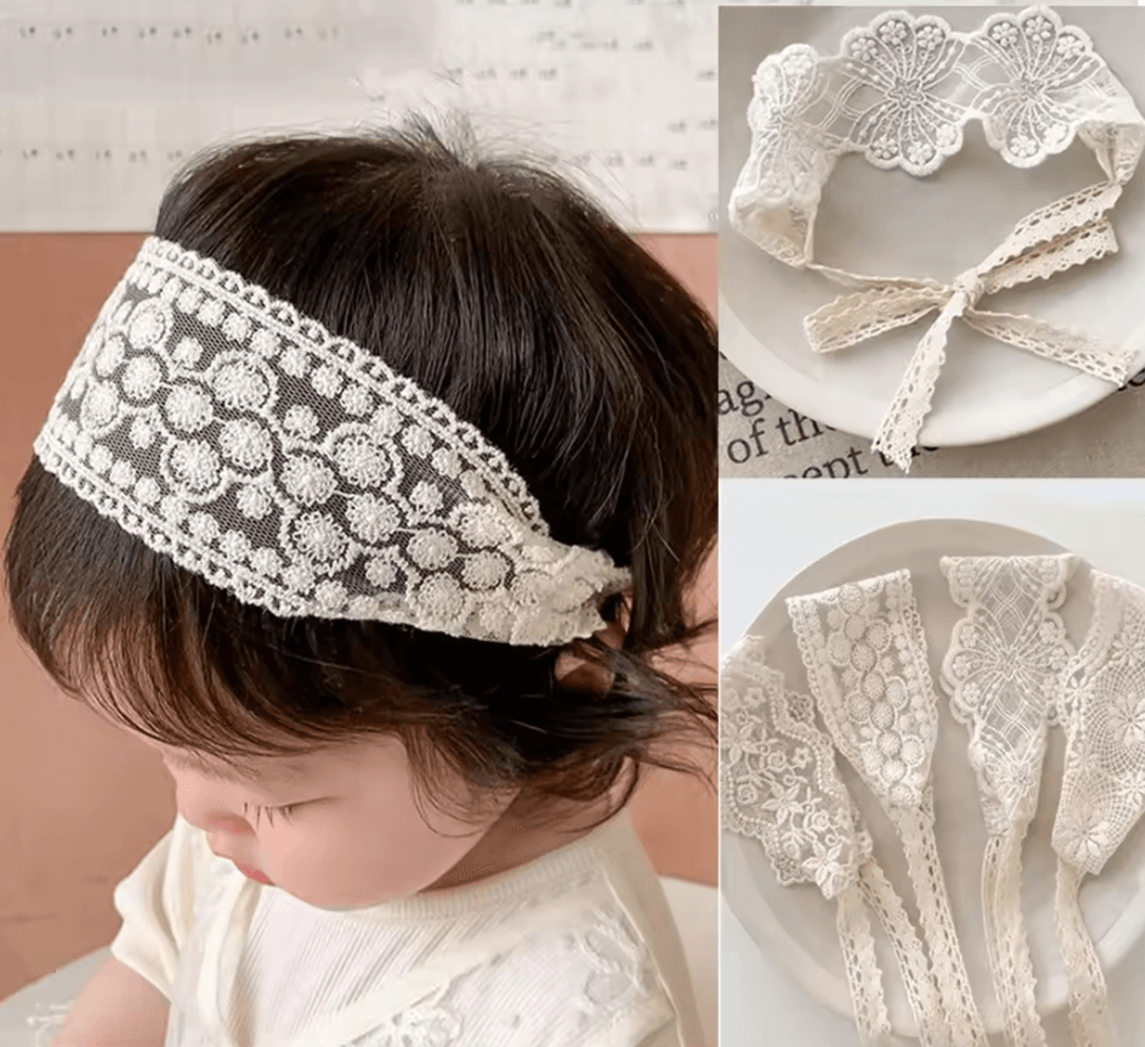sweet lace floral baby headband – soft elastic princess hair accessory