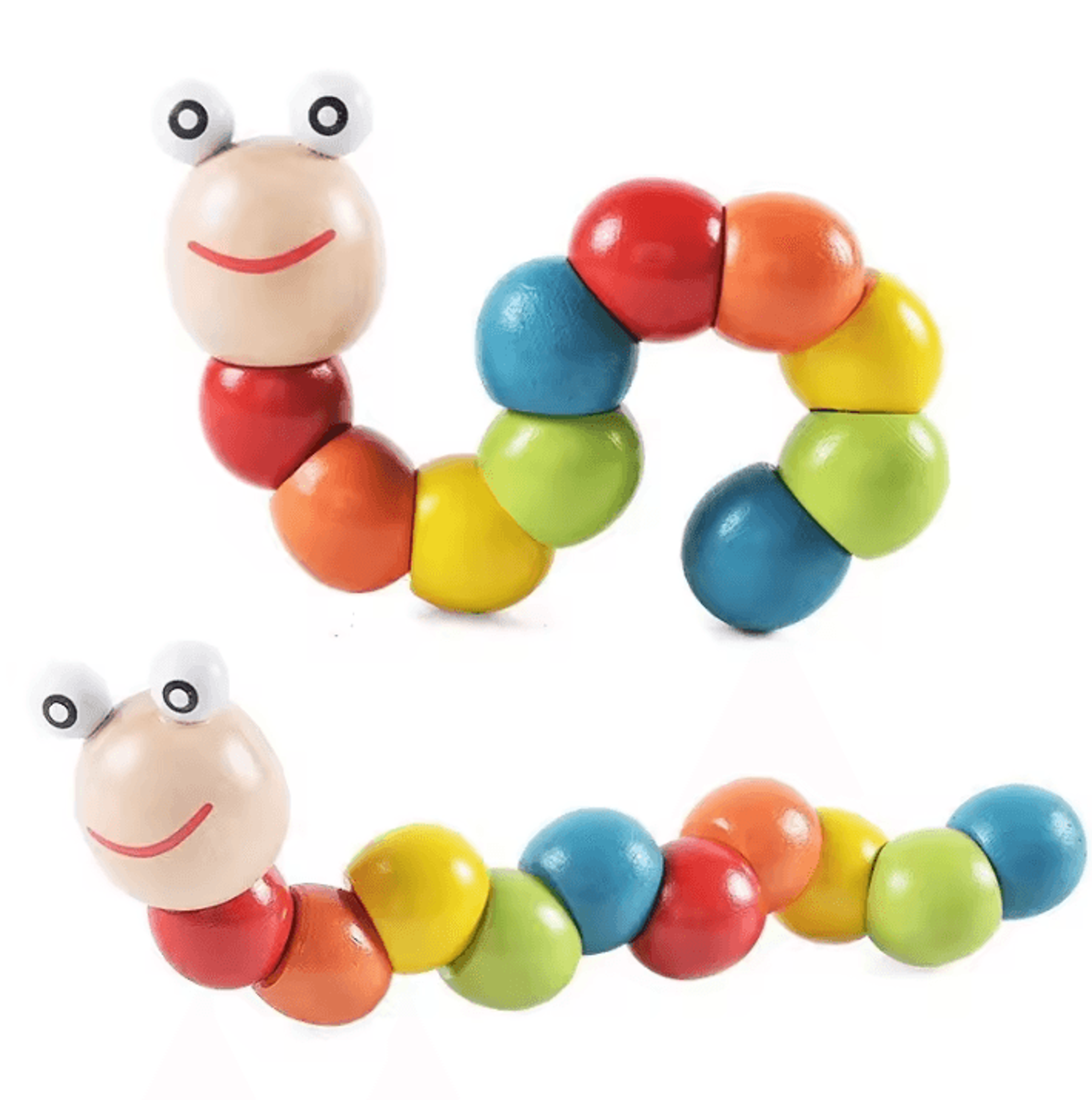 colorful montessori caterpillar wooden toy for sensory learning & play