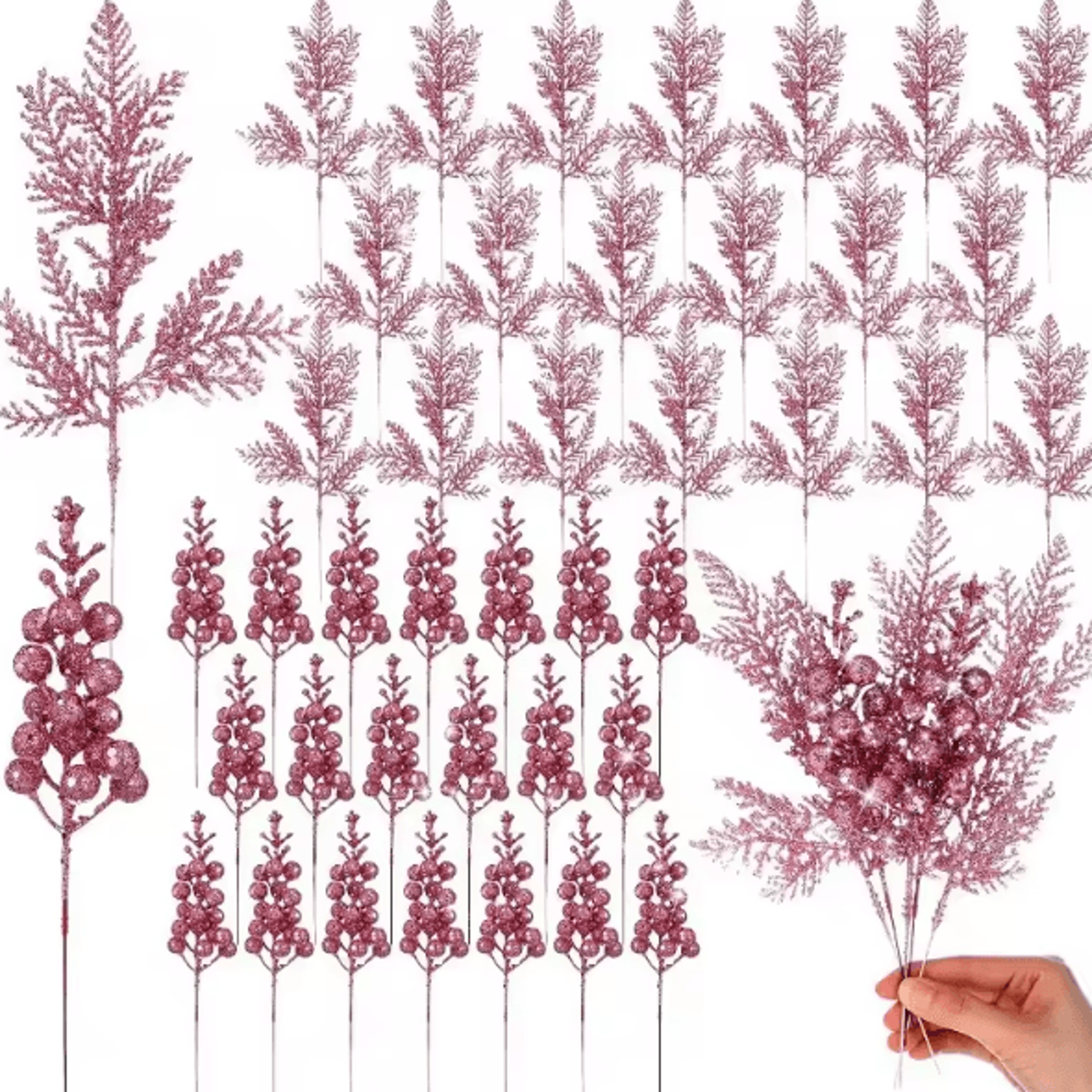 10PCS Glitter Christmas Berry Stems For Festive DIY Decor  Arrangements 6