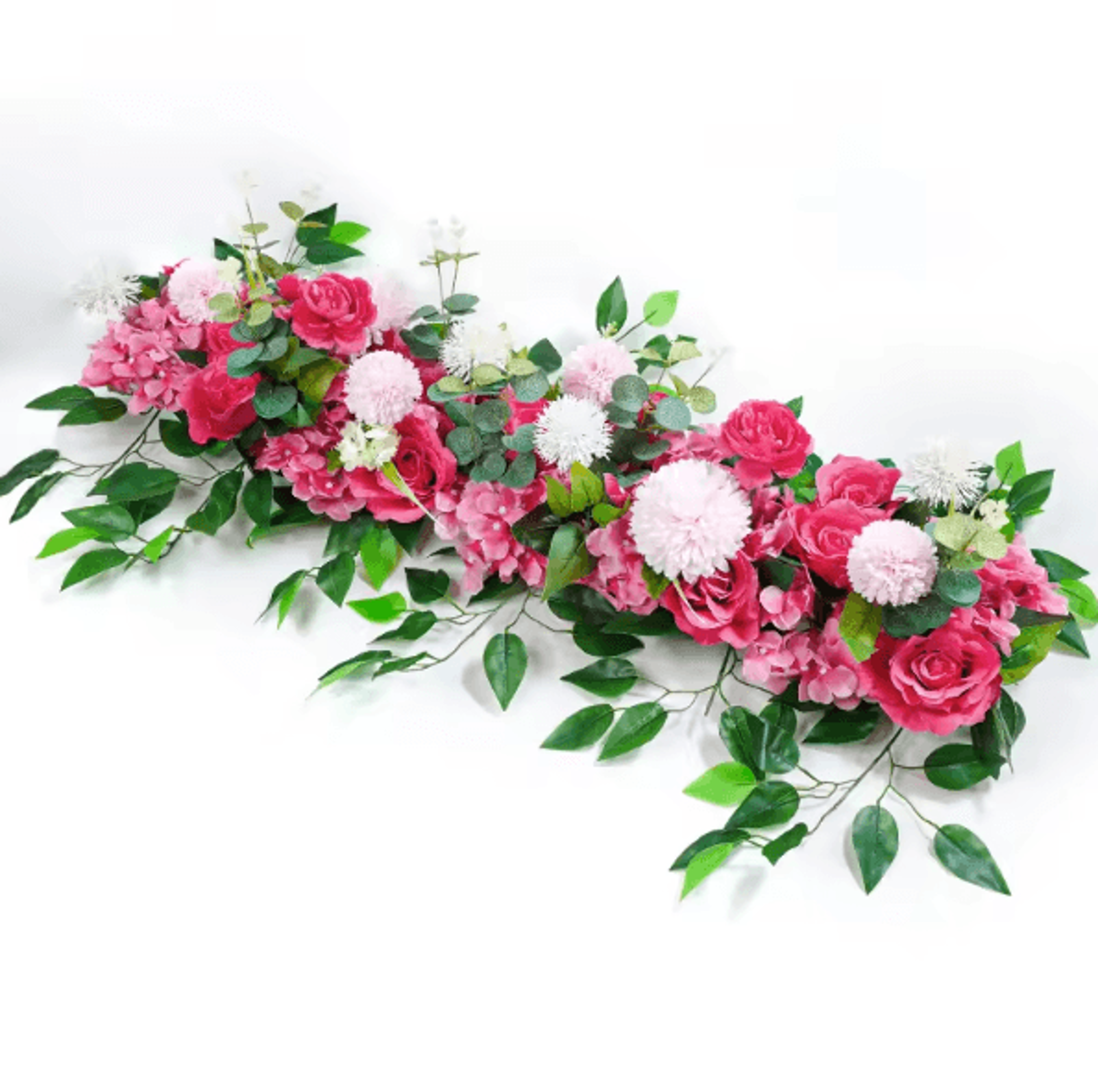 Luxury White Rose  Pampas Grass Flower Row For Elegant Wedding Decor 2