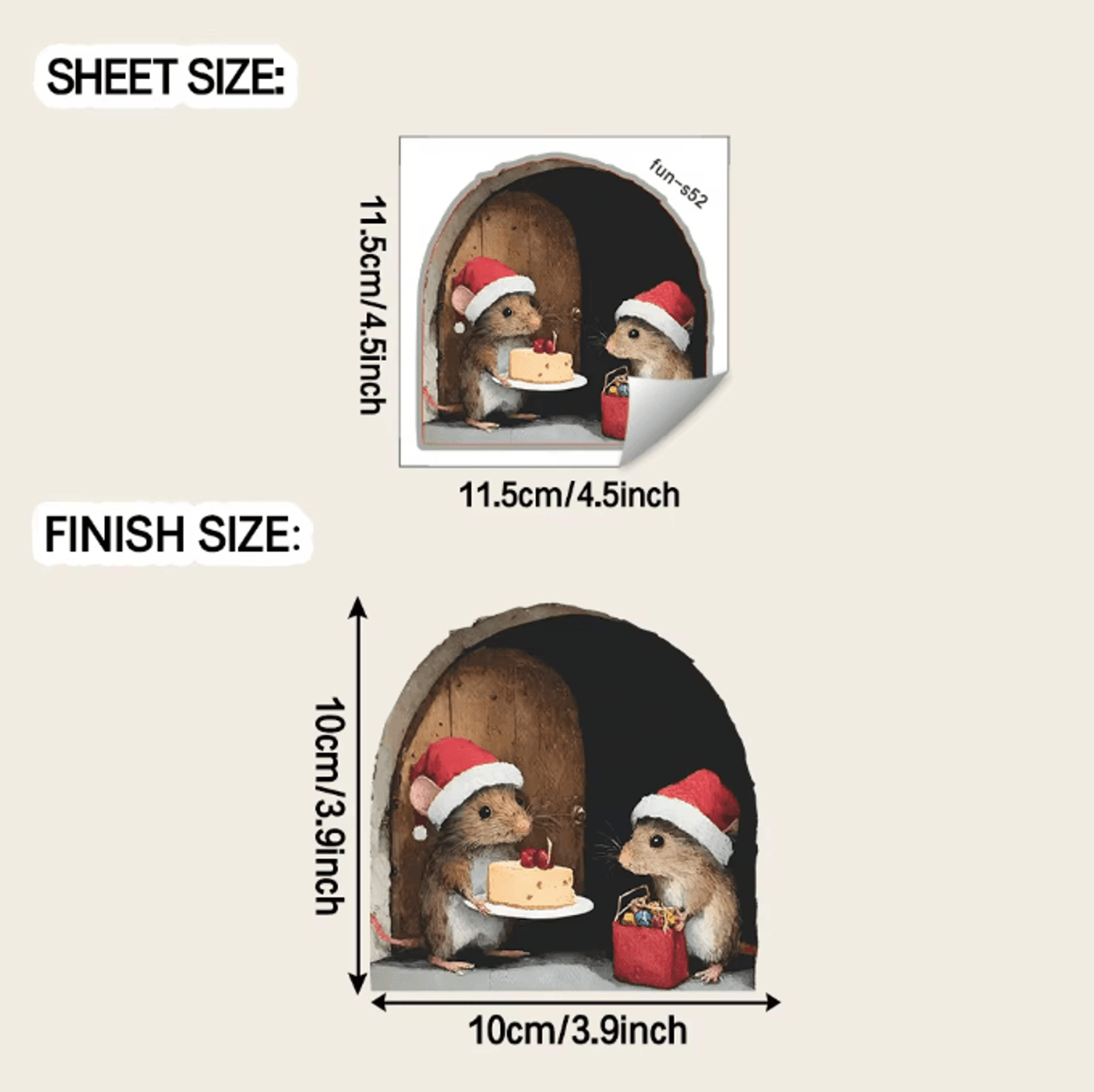 Cute Christmas Mouse Wall Stickers For Festive Home Decor 2