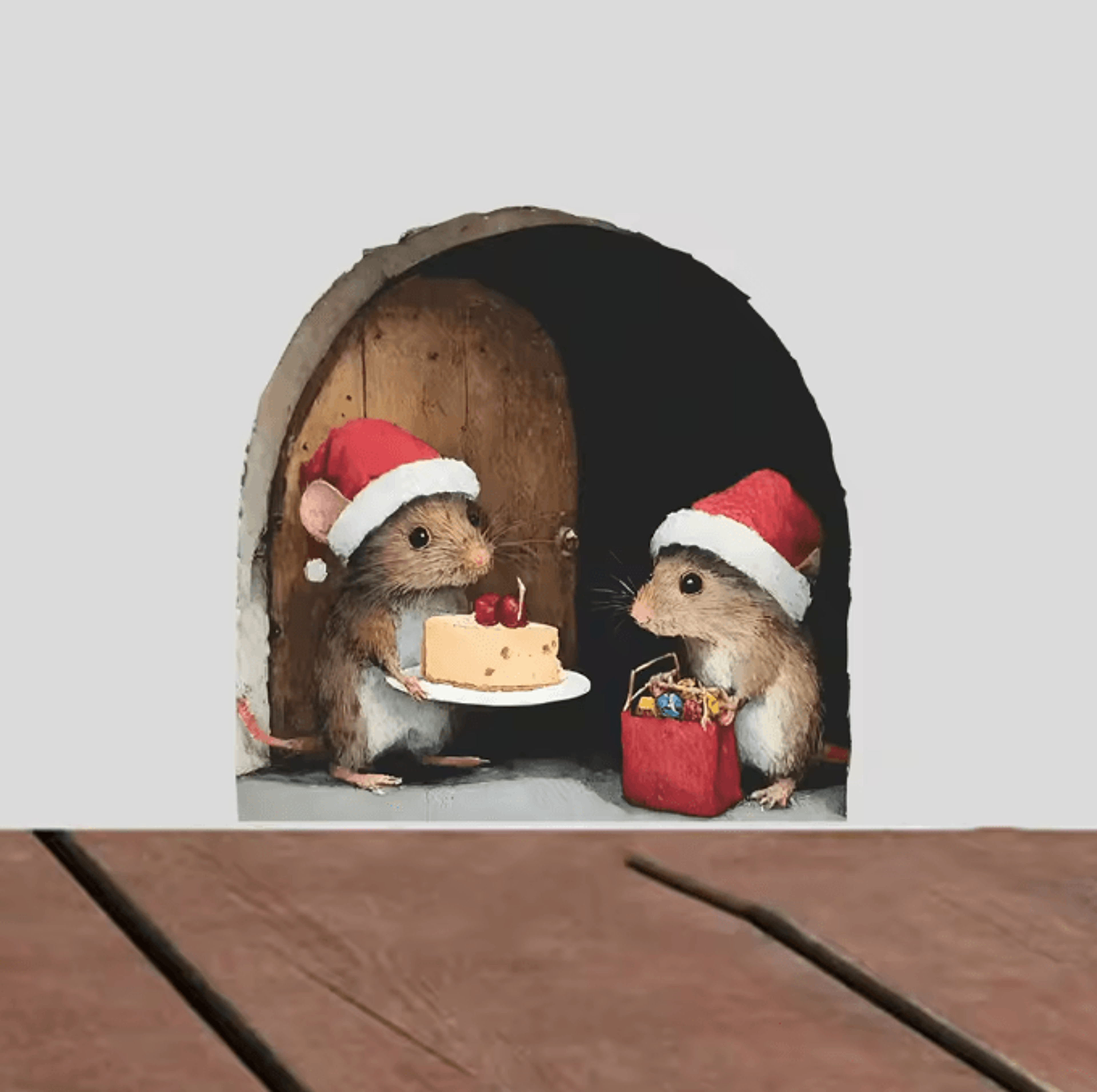 Cute Christmas Mouse Wall Stickers For Festive Home Decor 4