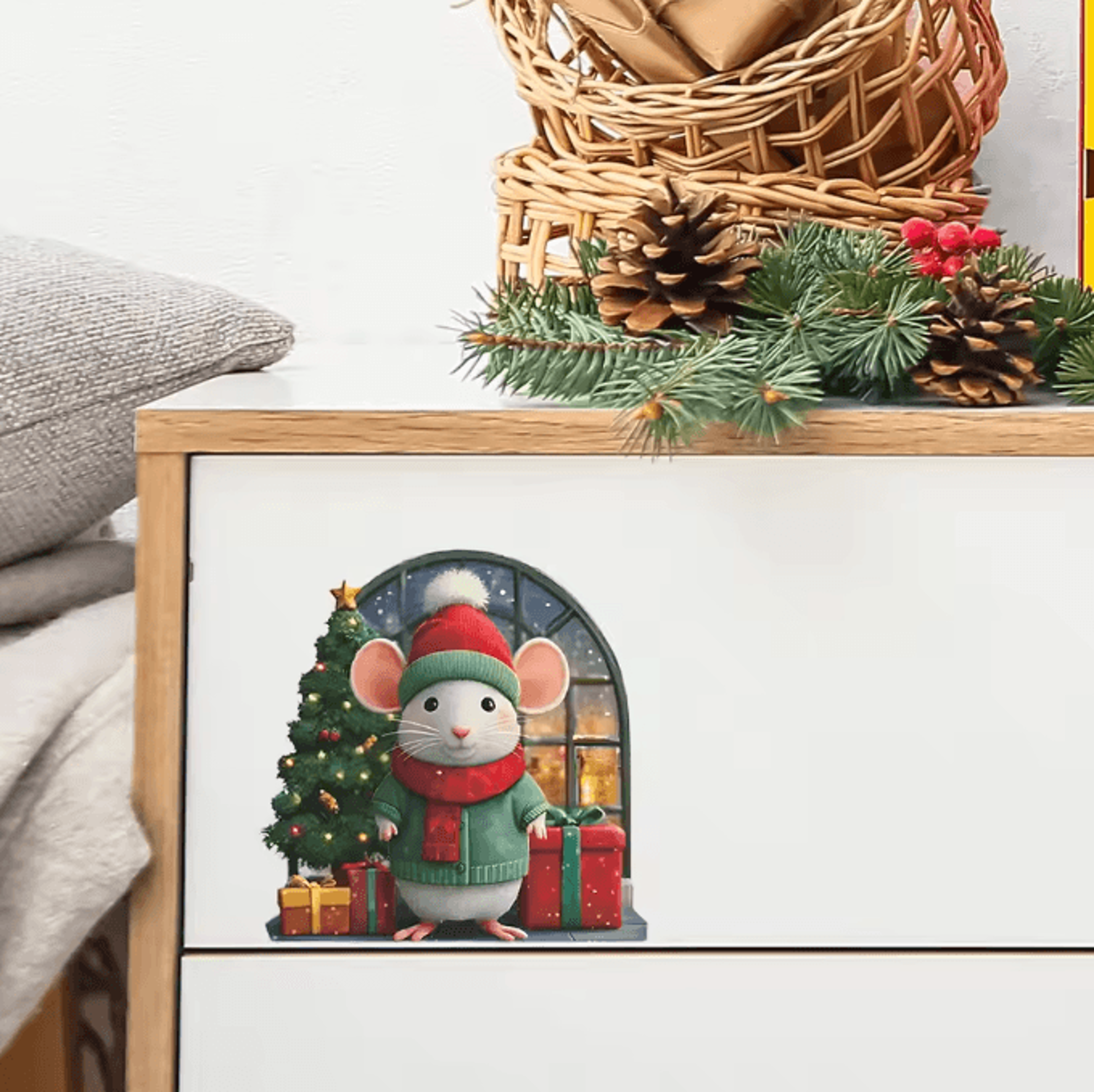 Cute Christmas Mouse Wall Stickers For Festive Home Decor 5