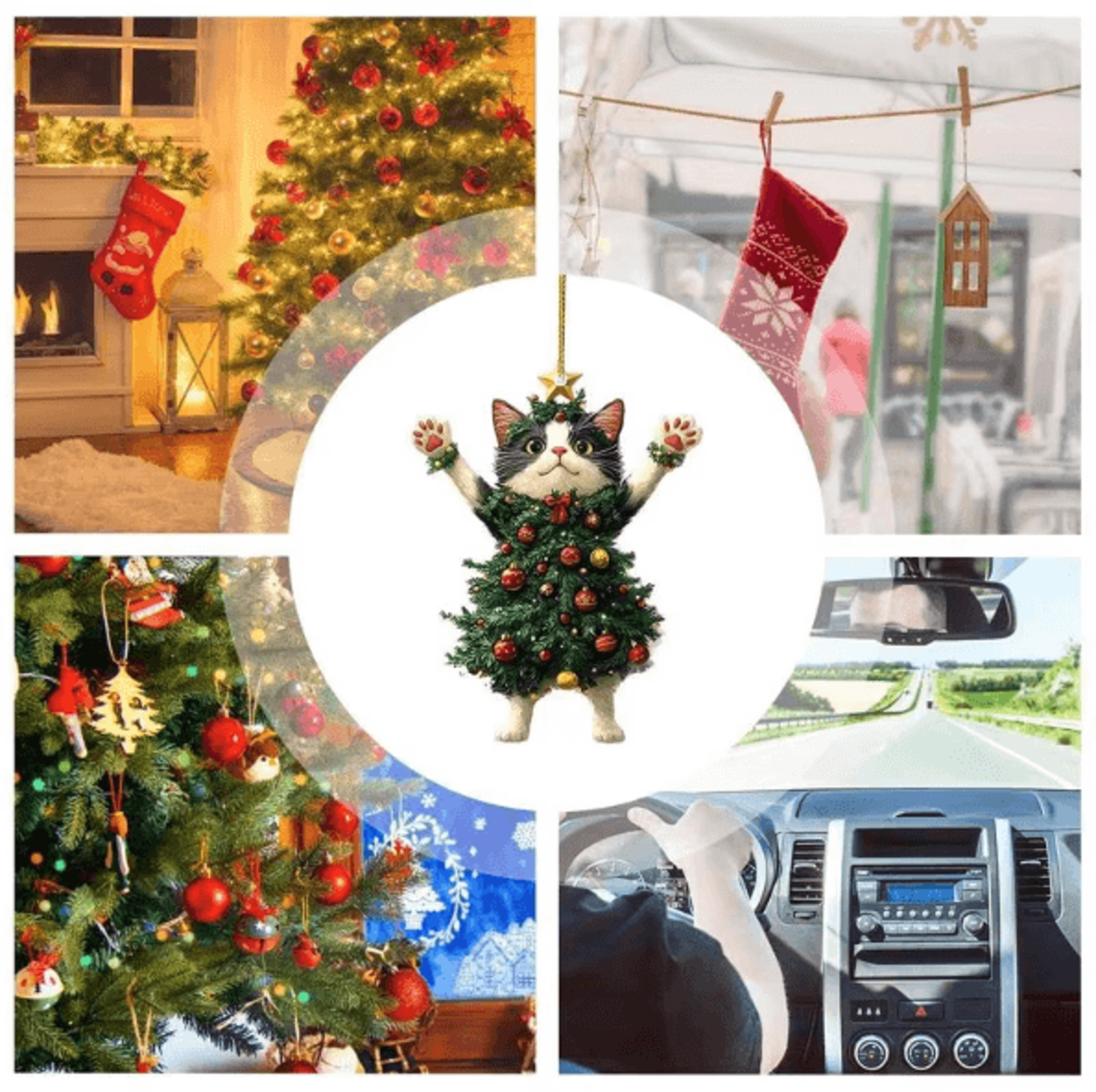 Cute Cat Christmas Hanging Ornament For Tree Car  Gifts 3