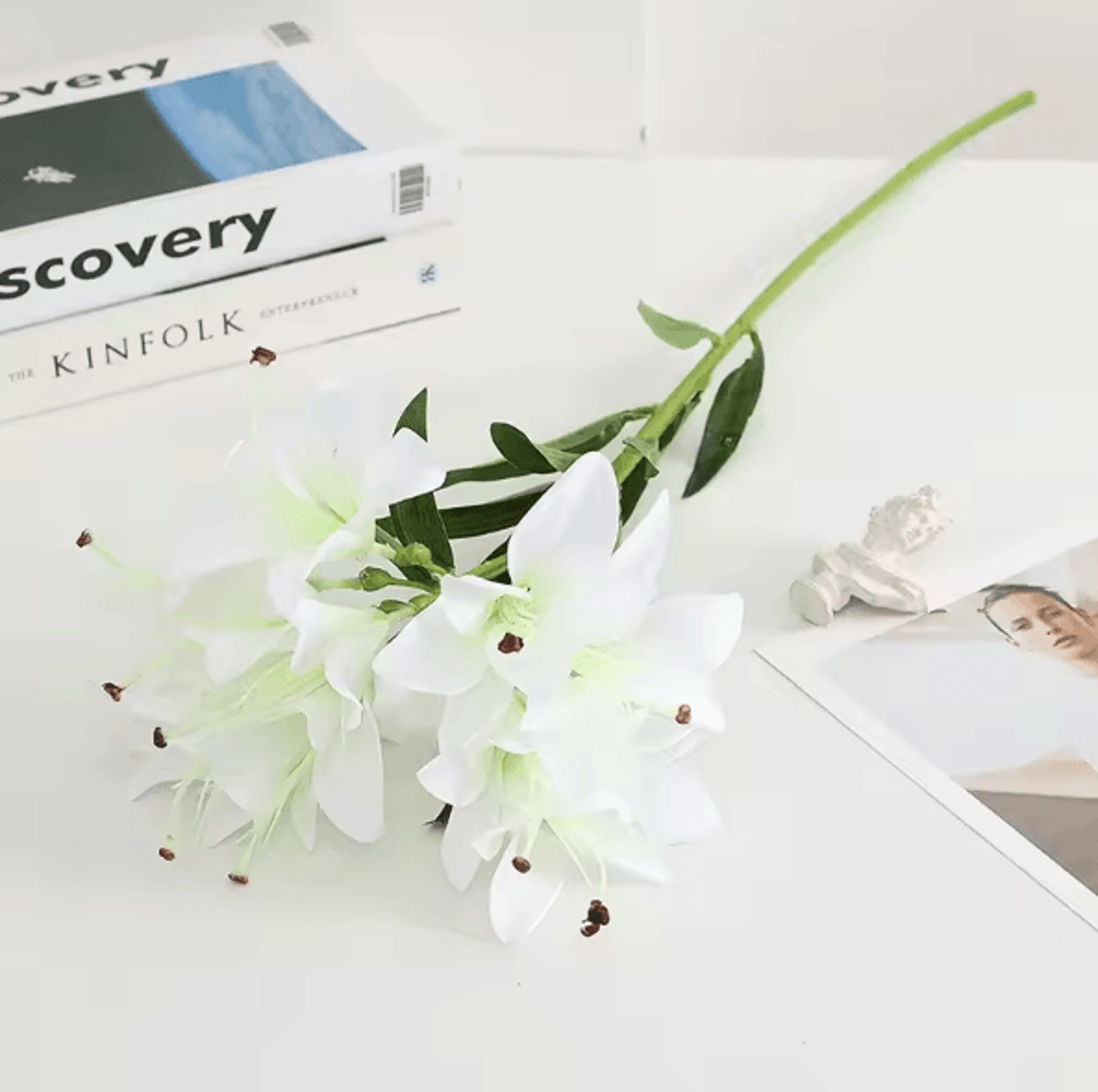 Lifelike Faux Lily Arrangement With Realistic Stems For Elegant Decor 7