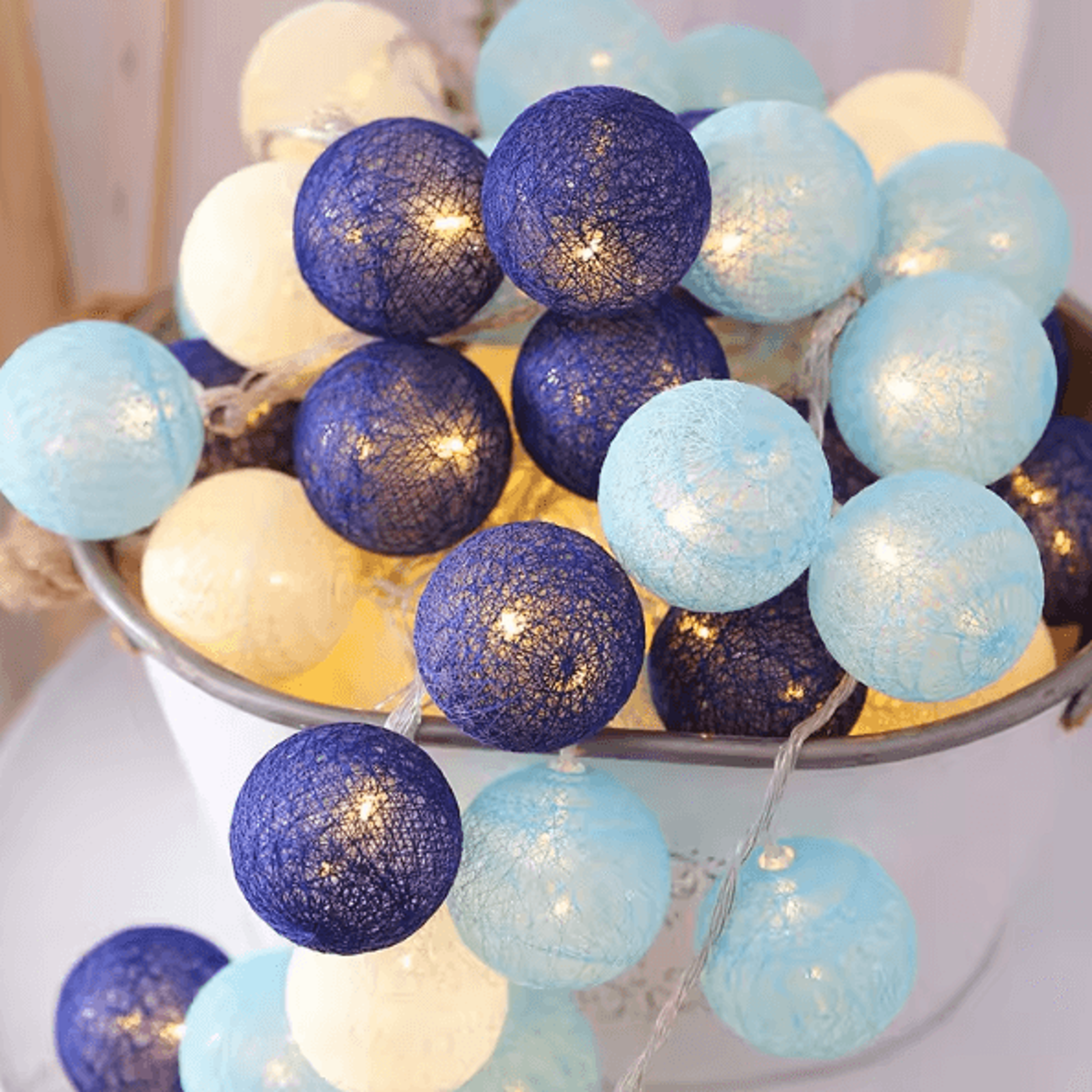 Colorful Cotton Ball LED String Lights  Battery Fairy Garland For Cozy Home  Holiday Decor 1