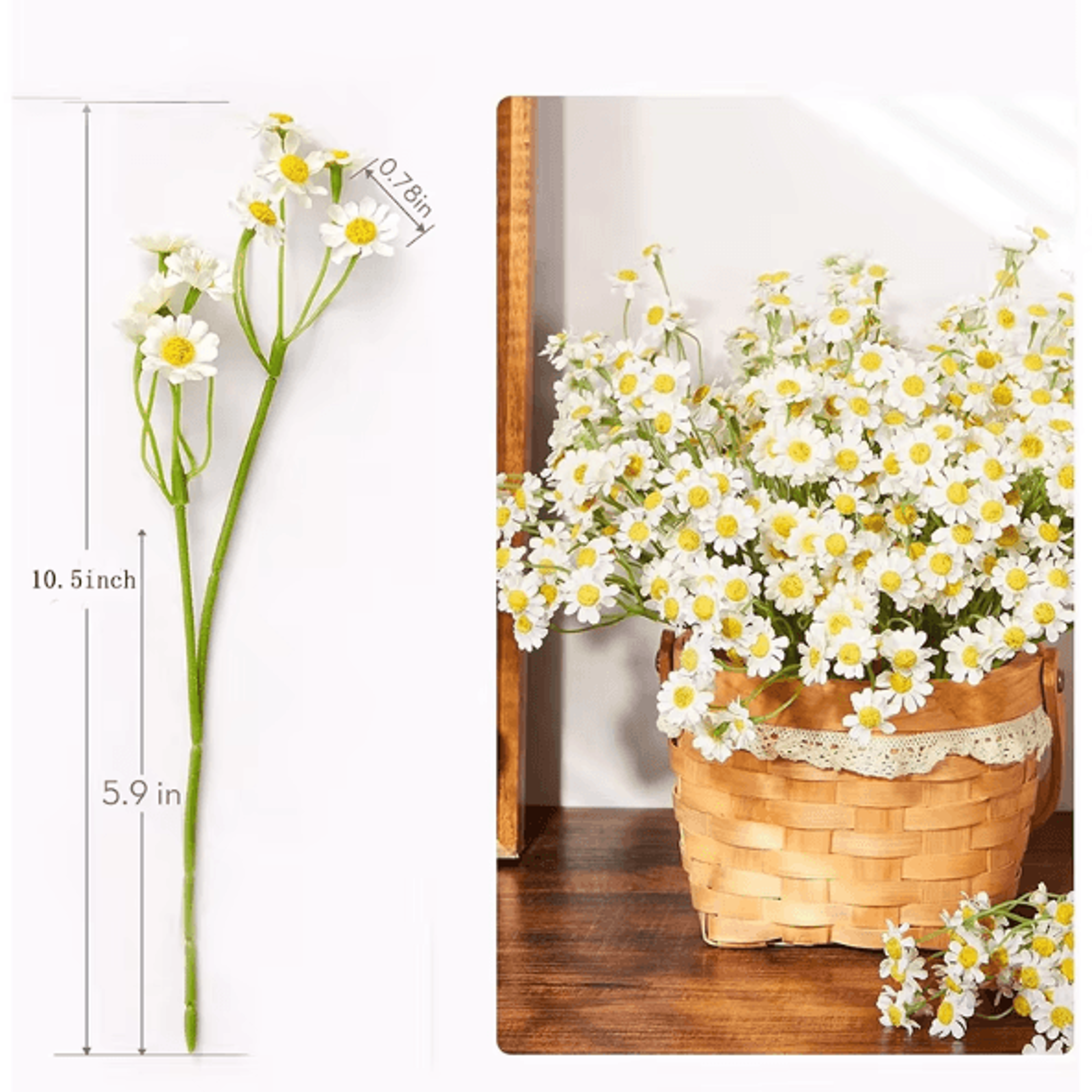 Silk Artificial Daisy Flower Bouquet  Realistic White Floral Decor For Home  Events 4
