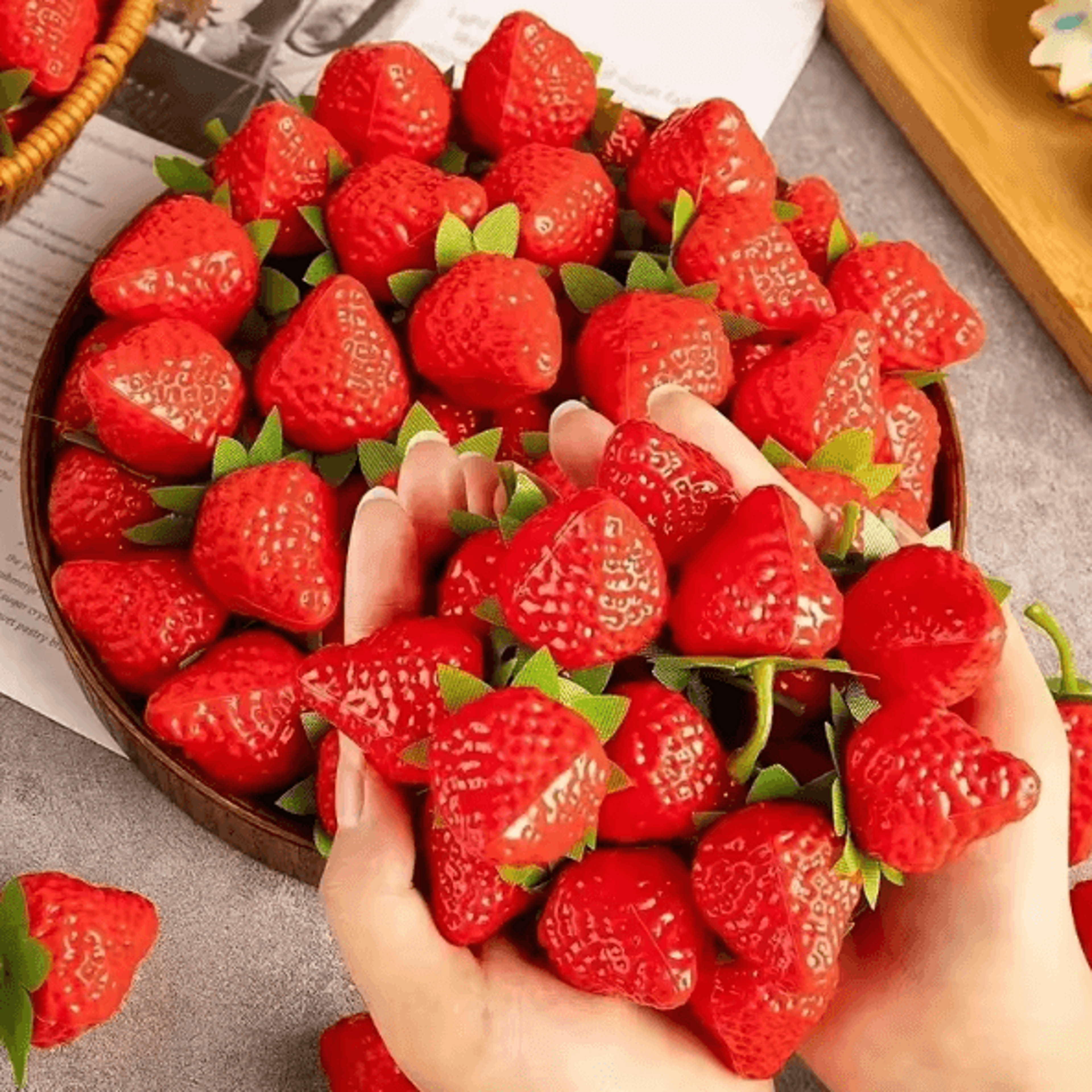 Realistic Artificial Strawberry Set  Lifelike Fake Fruit For Decor  Photography Props 1