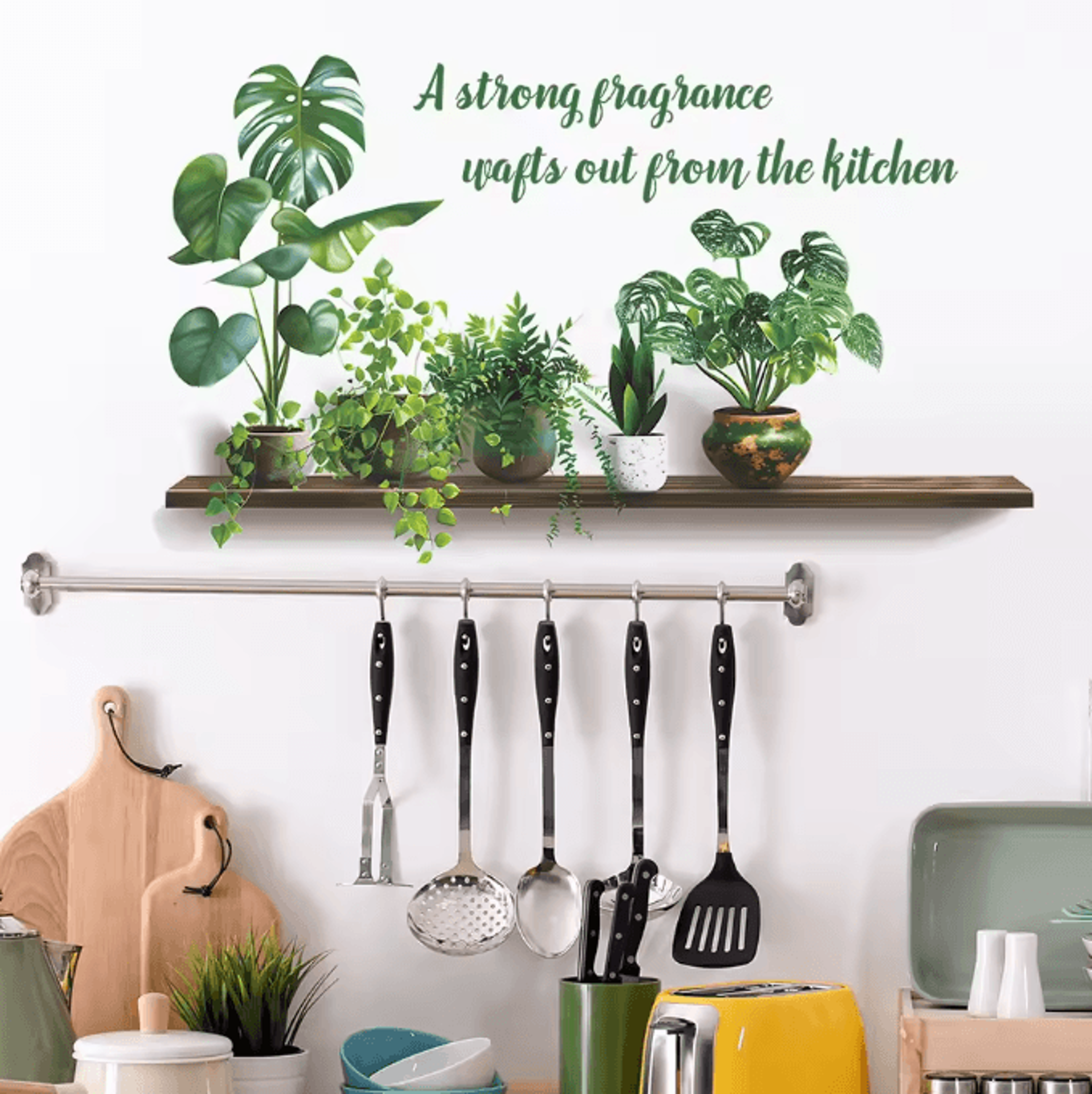 Modern Plant Kitchen Wall Stickers  Removable Quote Wall Art  Decorative Mural 3
