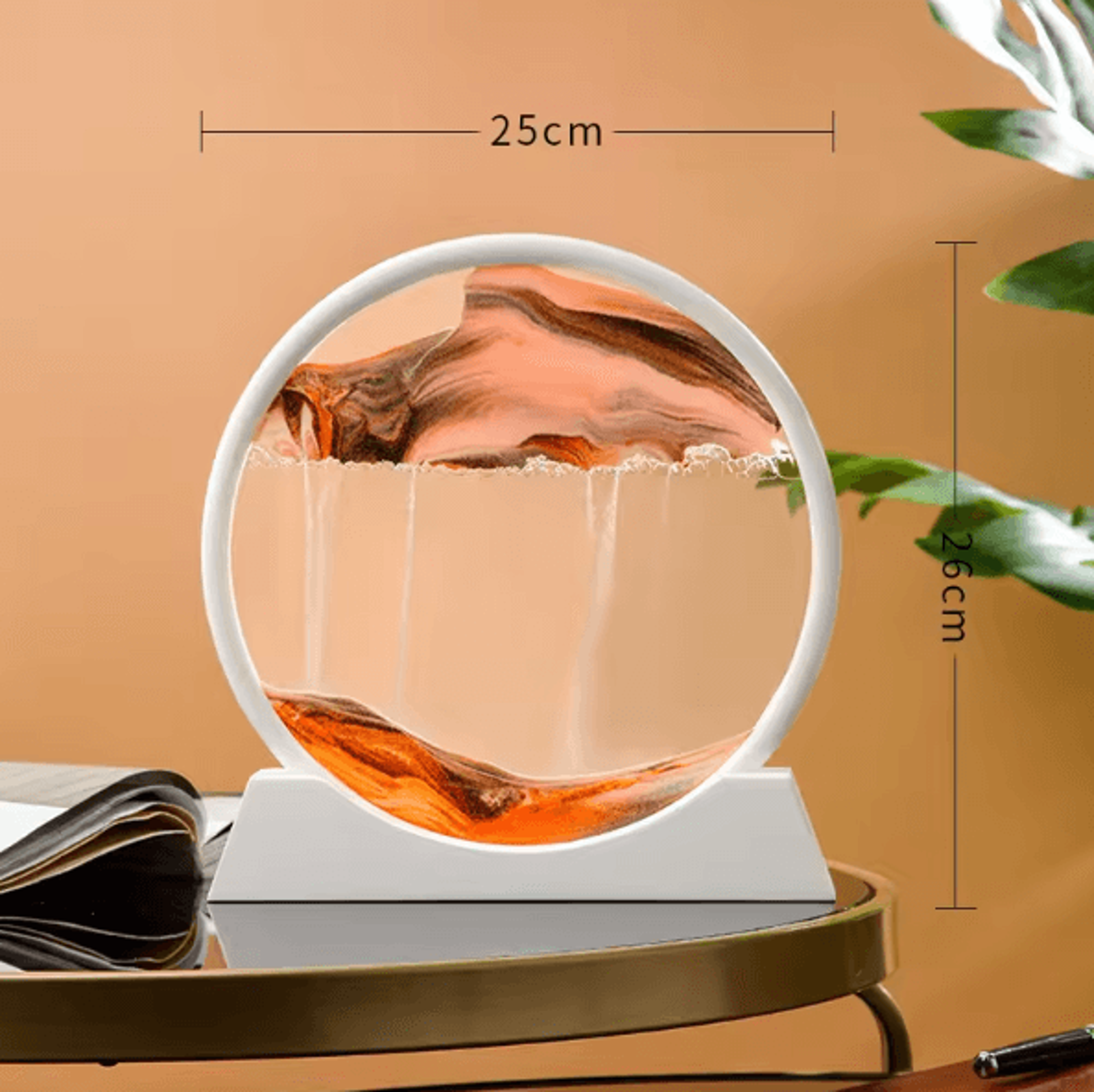 12Inch 3D Moving Sand Art Picture  Round Glass Flowing Sandscape Decor 12