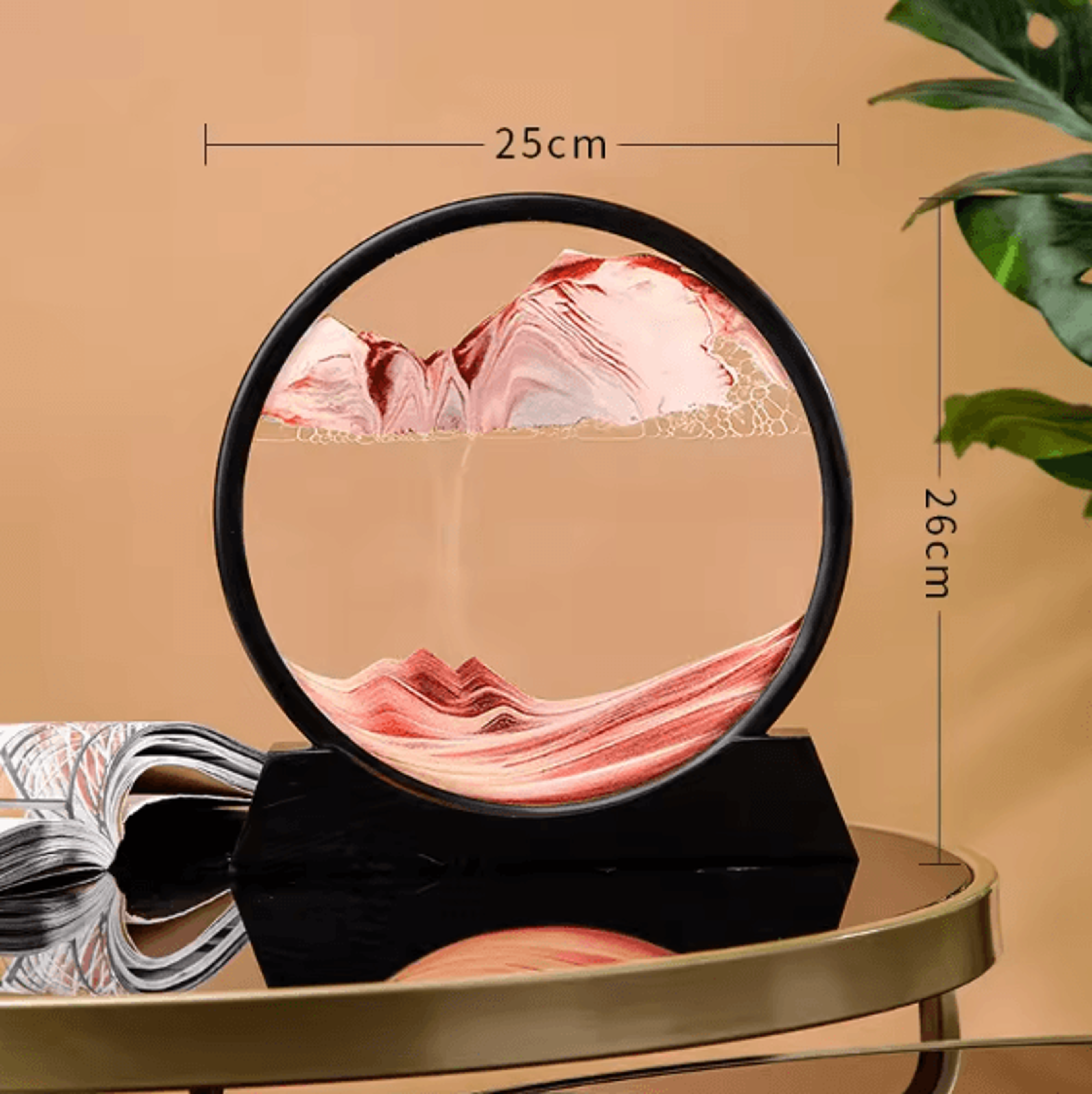 12Inch 3D Moving Sand Art Picture  Round Glass Flowing Sandscape Decor 5
