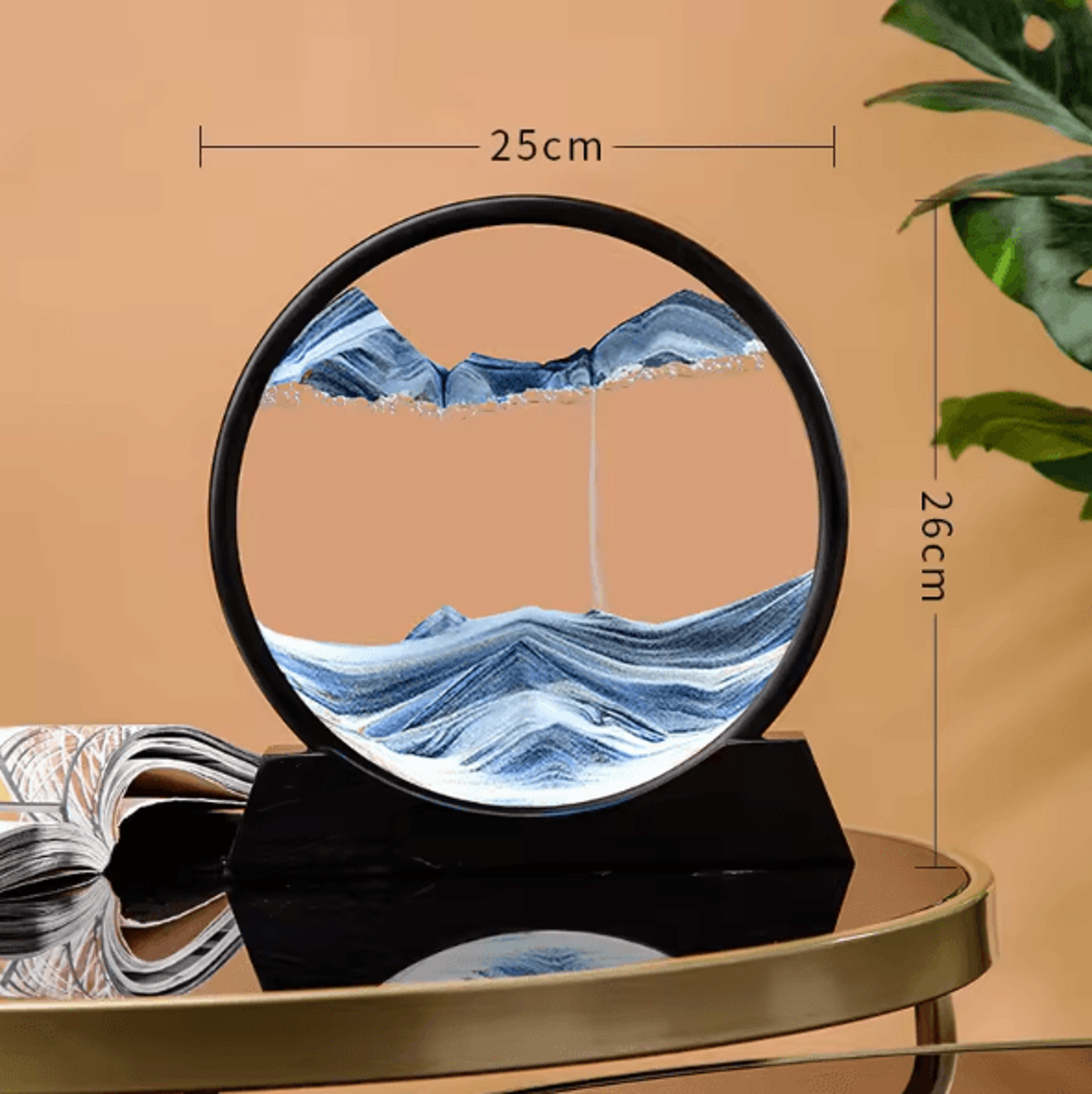 12Inch 3D Moving Sand Art Picture  Round Glass Flowing Sandscape Decor 6