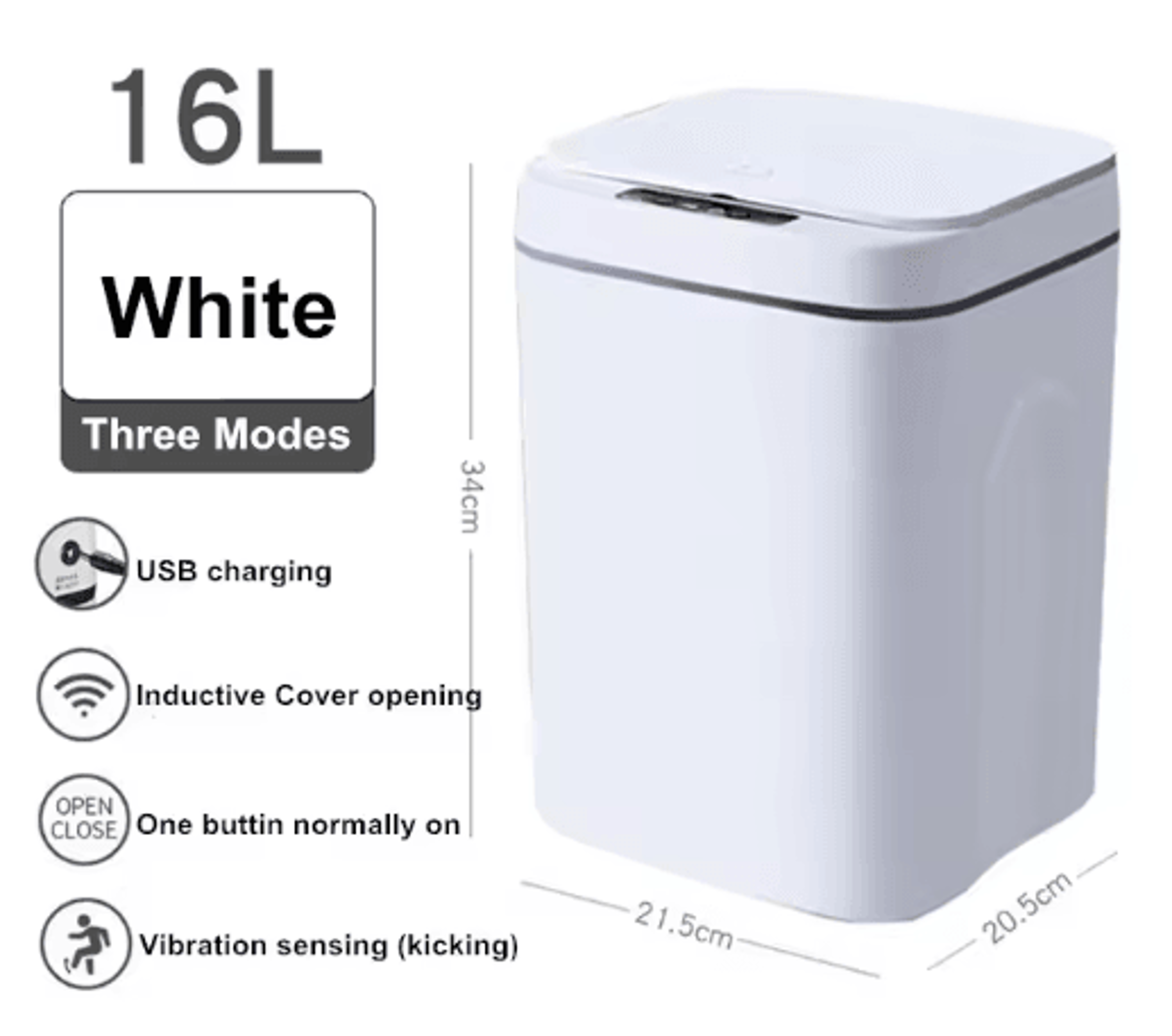 16L Smart Automatic Sensor Trash Can  Touchless Waterproof Kitchen  Bathroom Bin 5