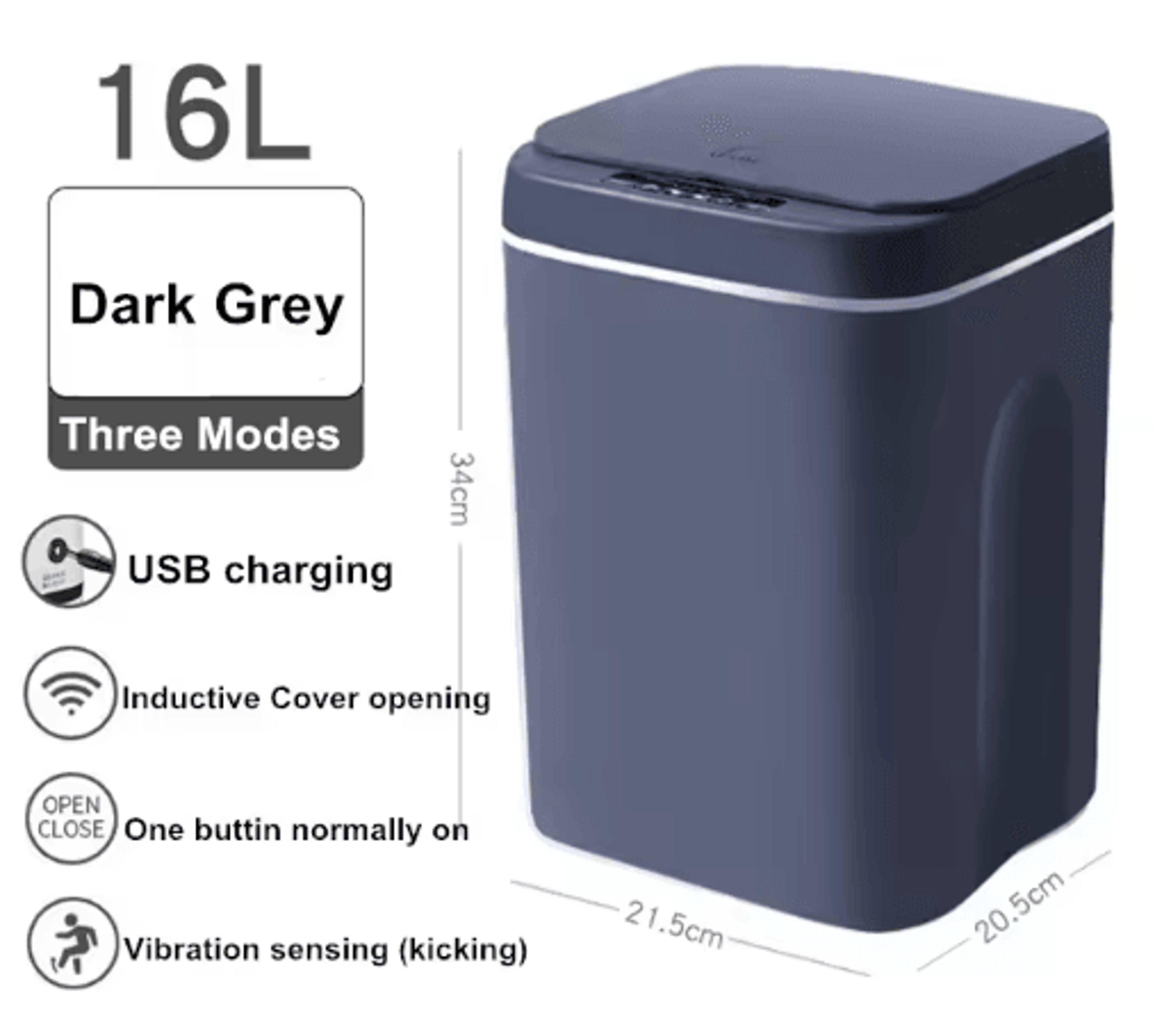 16L Smart Automatic Sensor Trash Can  Touchless Waterproof Kitchen  Bathroom Bin 6